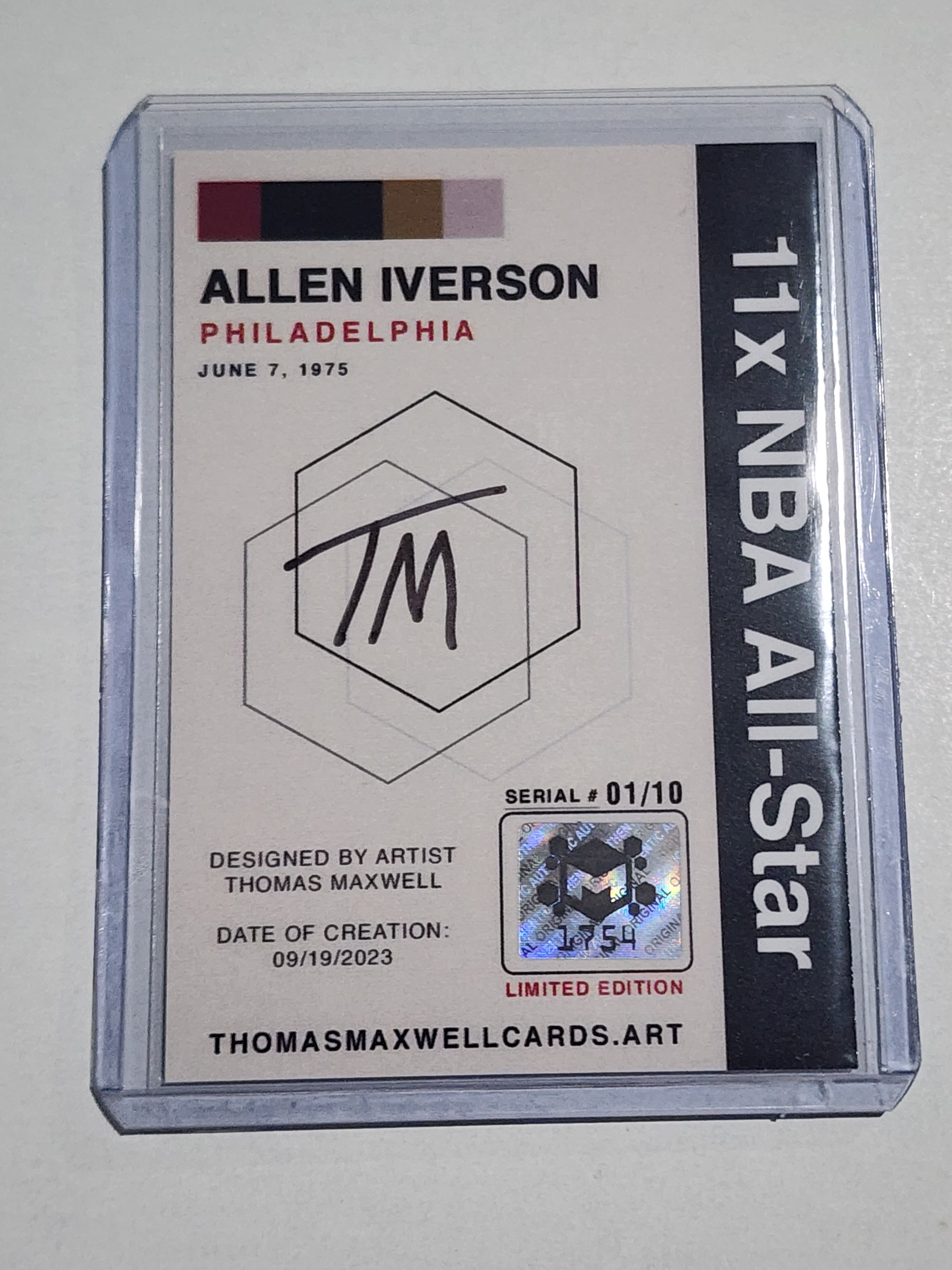 Allen Iverson Artist Signed Basketball Art Card 1/10