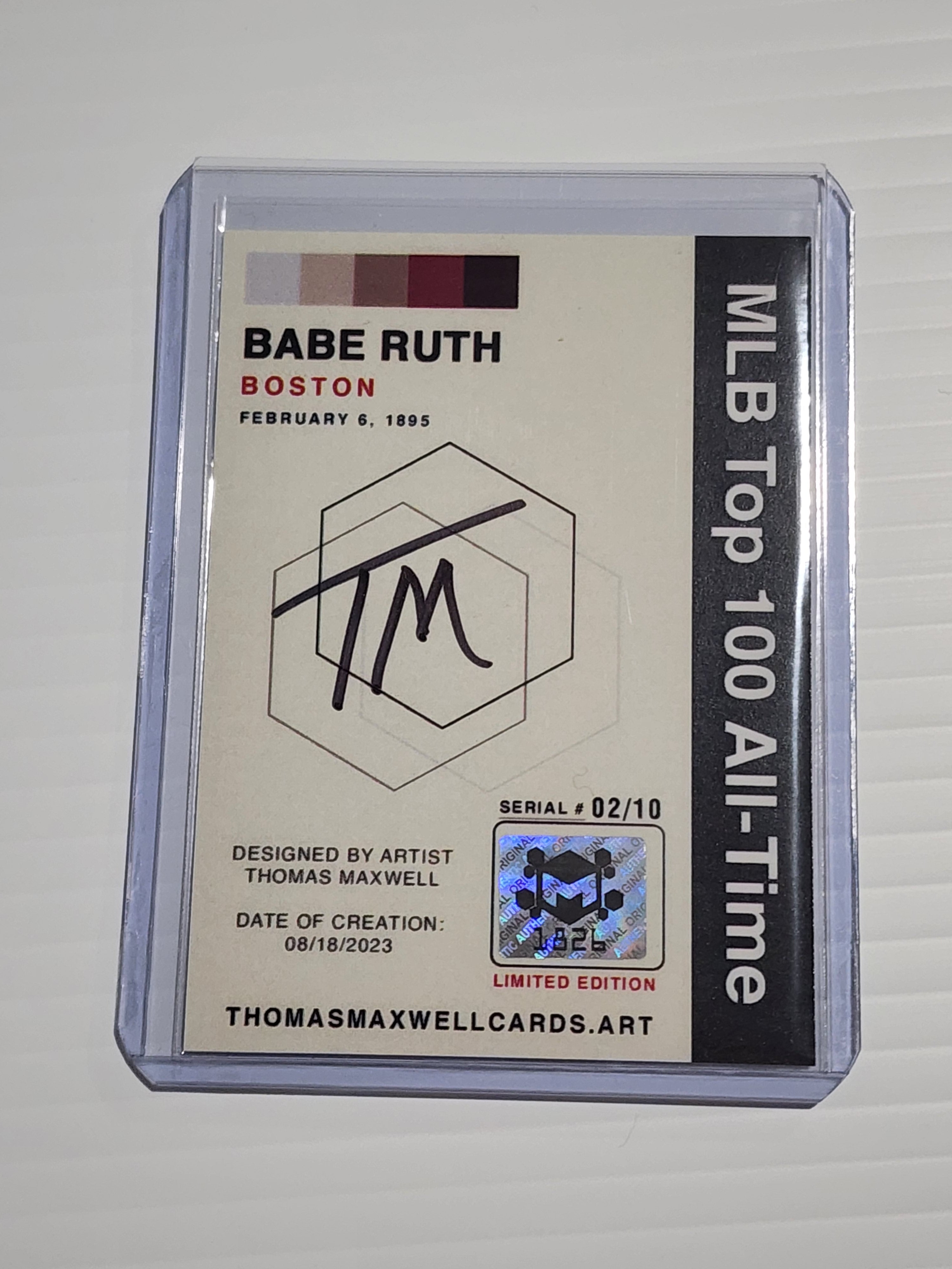 Babe Ruth Artist Signed Baseball Art Card 2/10