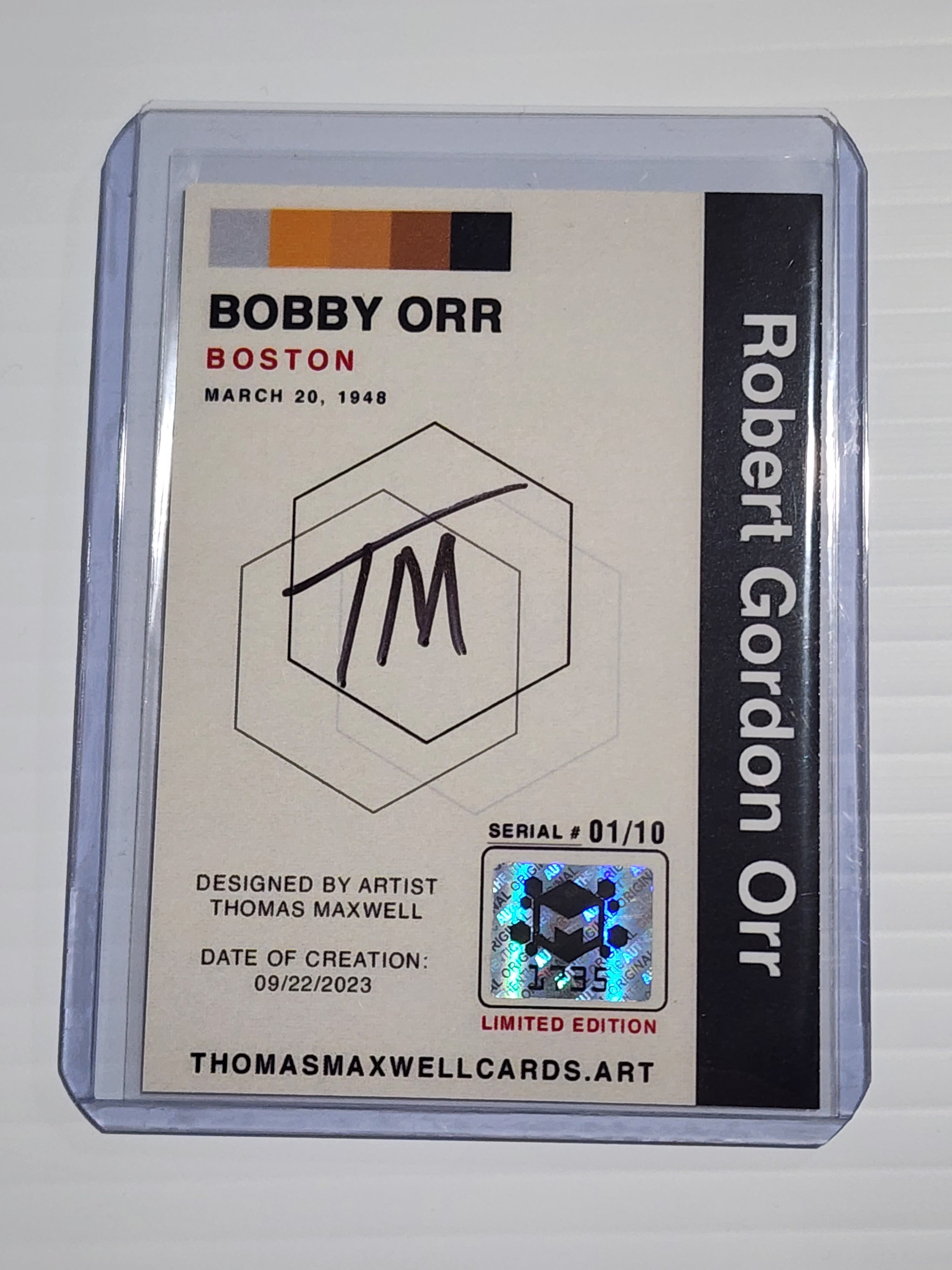 Bobby Orr Artist Signed Hockey Art Card 1/10