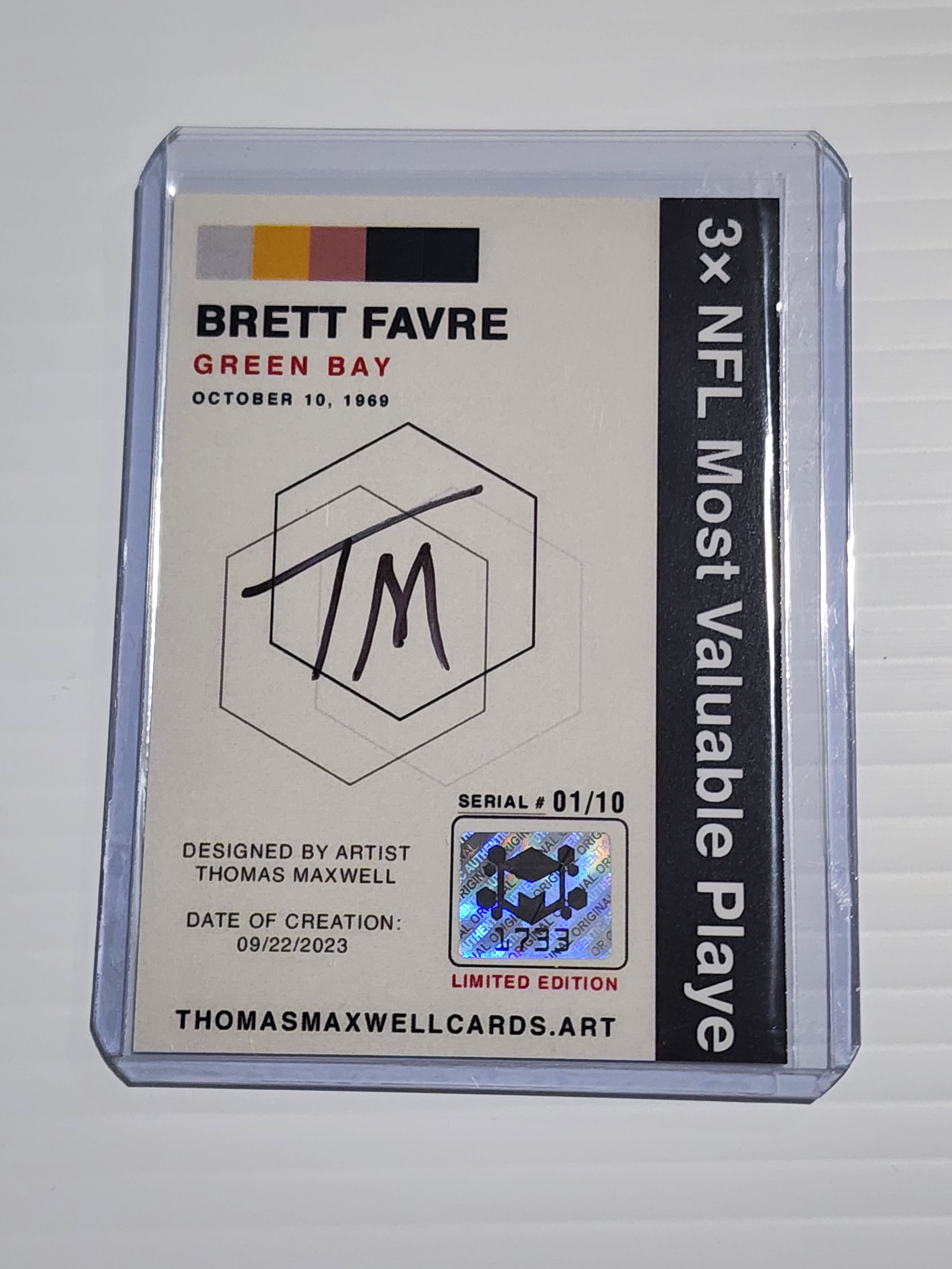 Brett Favre Artist Signed Football Art Card 1/10