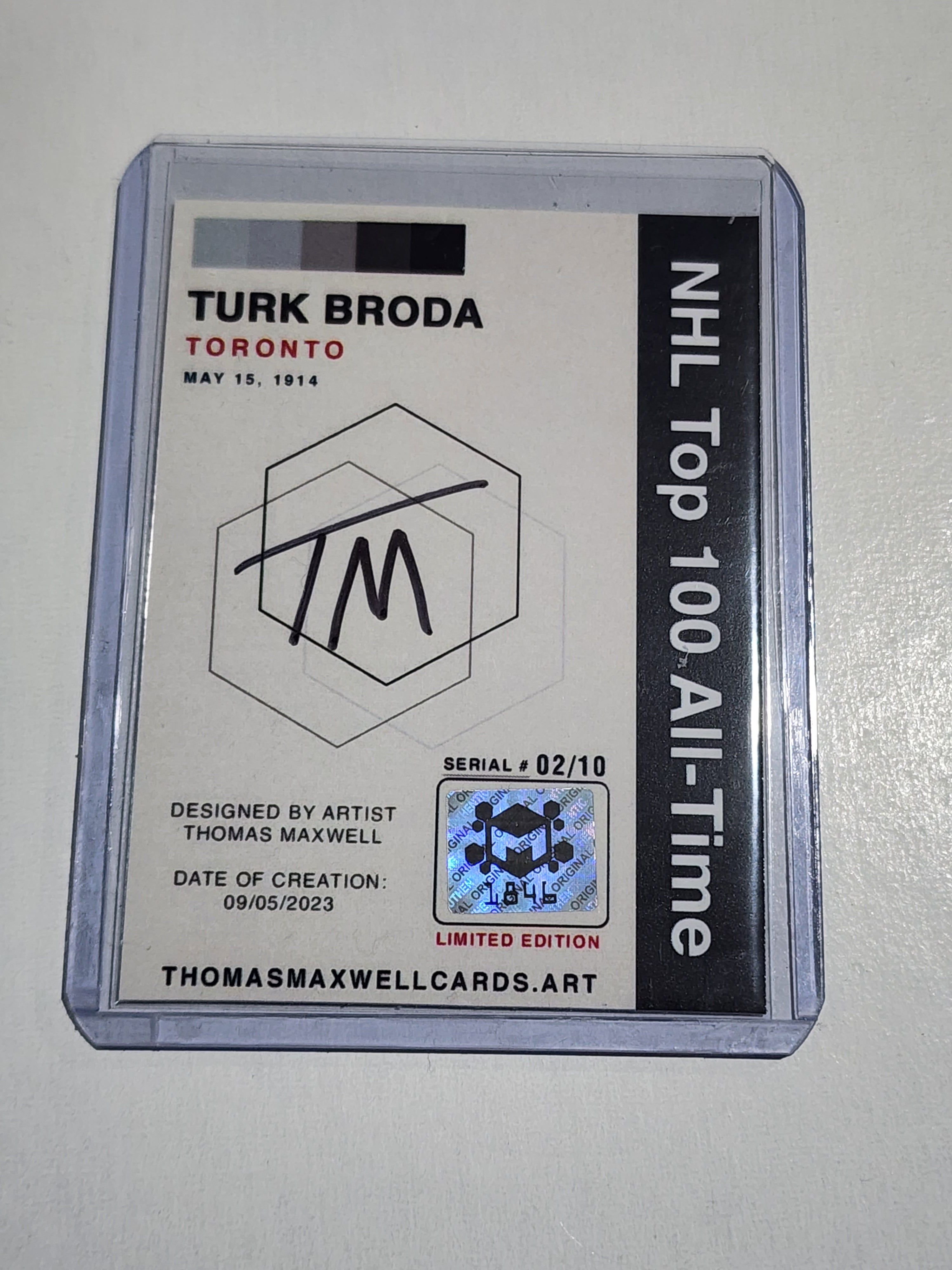 Turk Broda Artist Signed Hockey Art Card 2/10