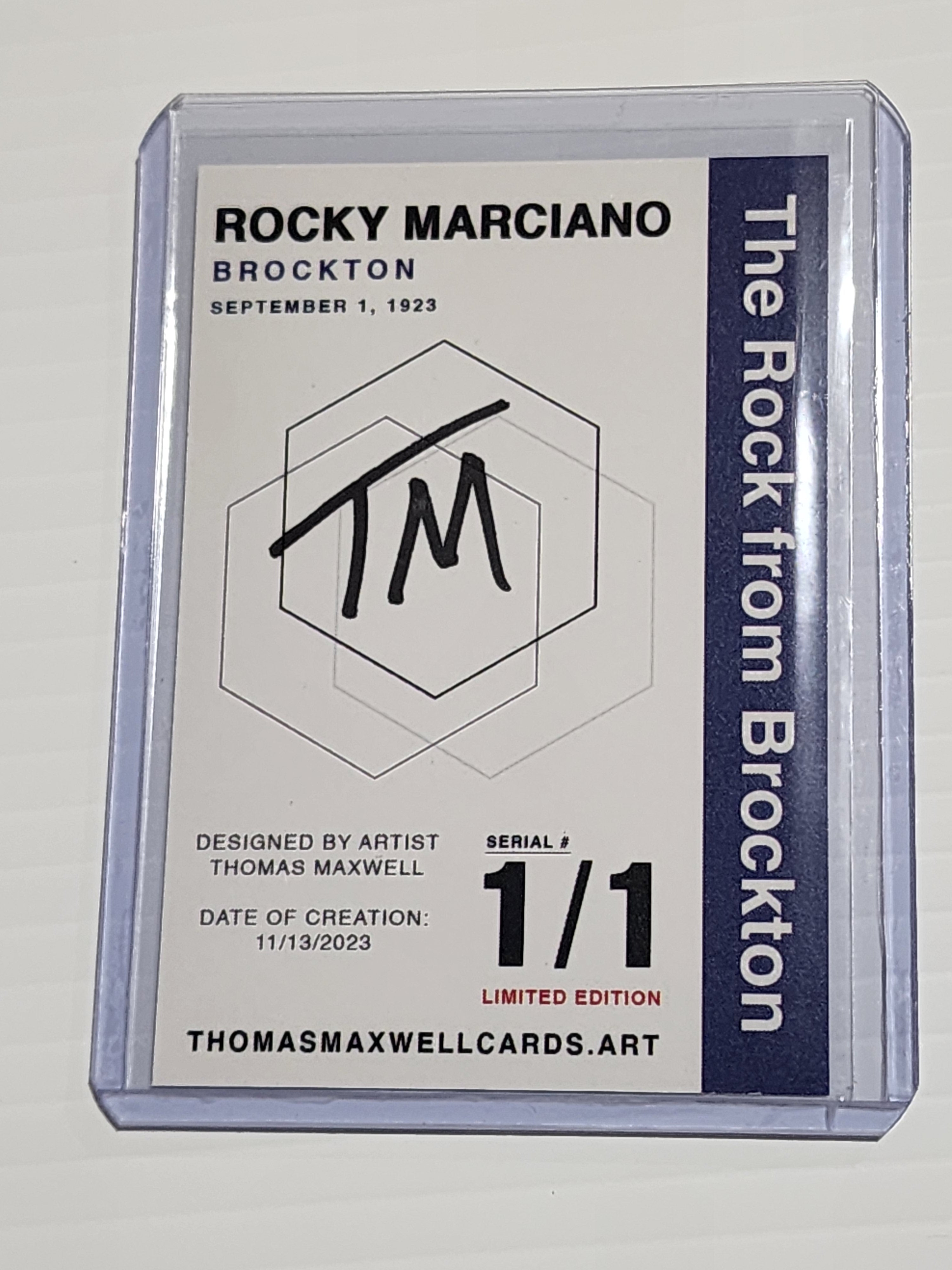 Rocky Marciano Artist Signed Boxing Refractor Art Card 1/1