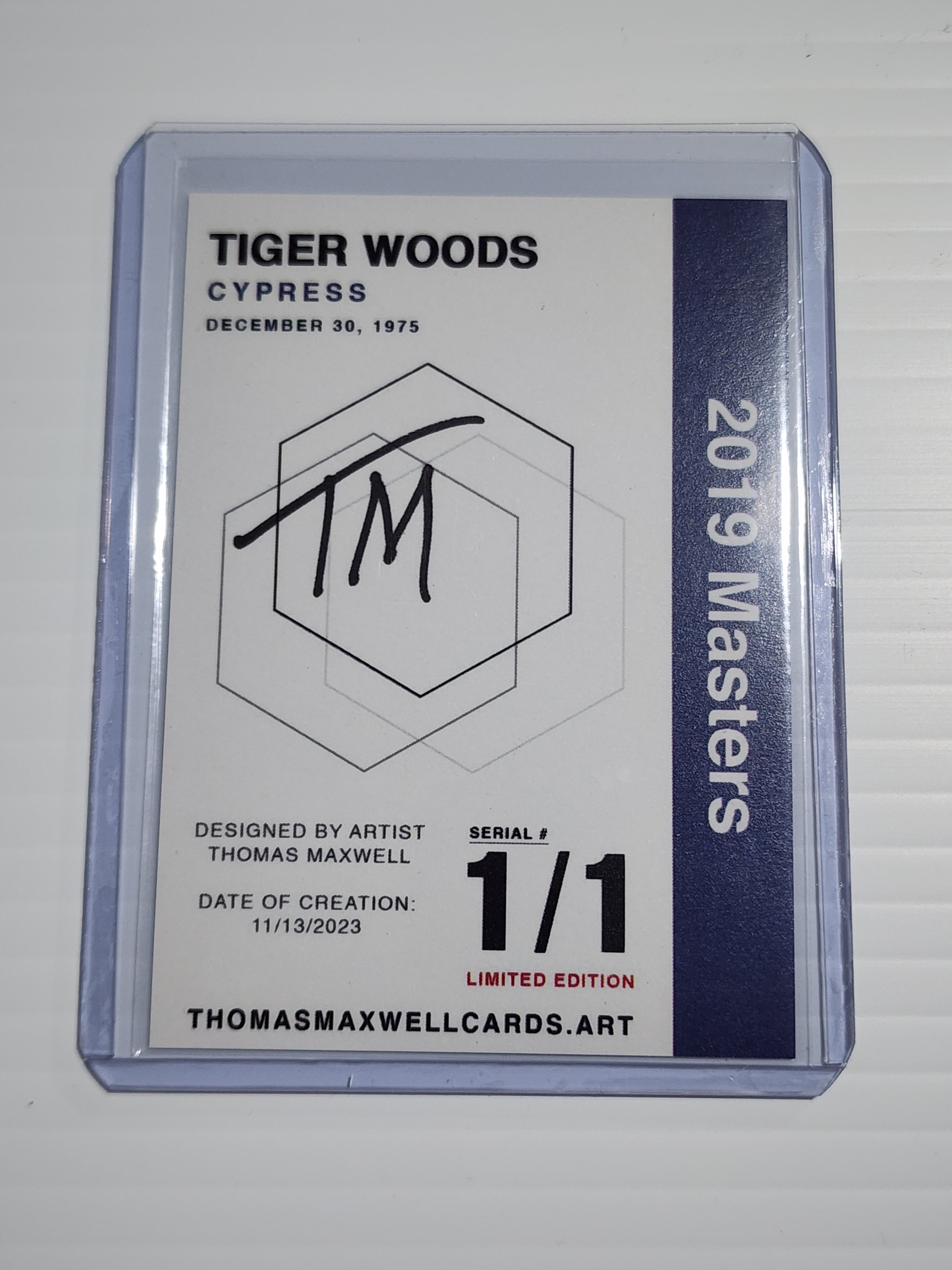 Tiger Woods Artist Signed Golf Golf Refractor Art Card 1/1