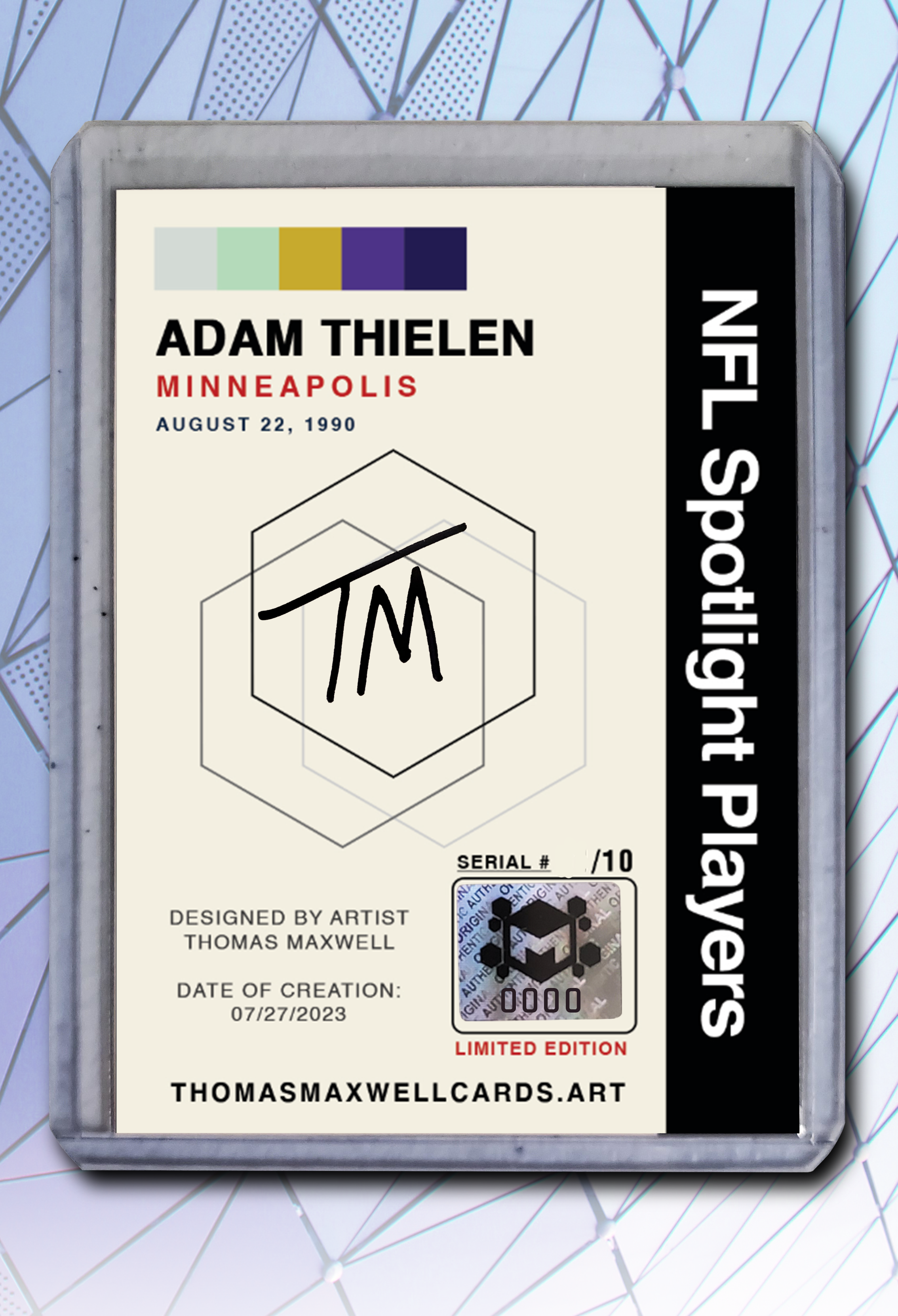 Adam Thielen Artist Signed Football Art Card 1/10