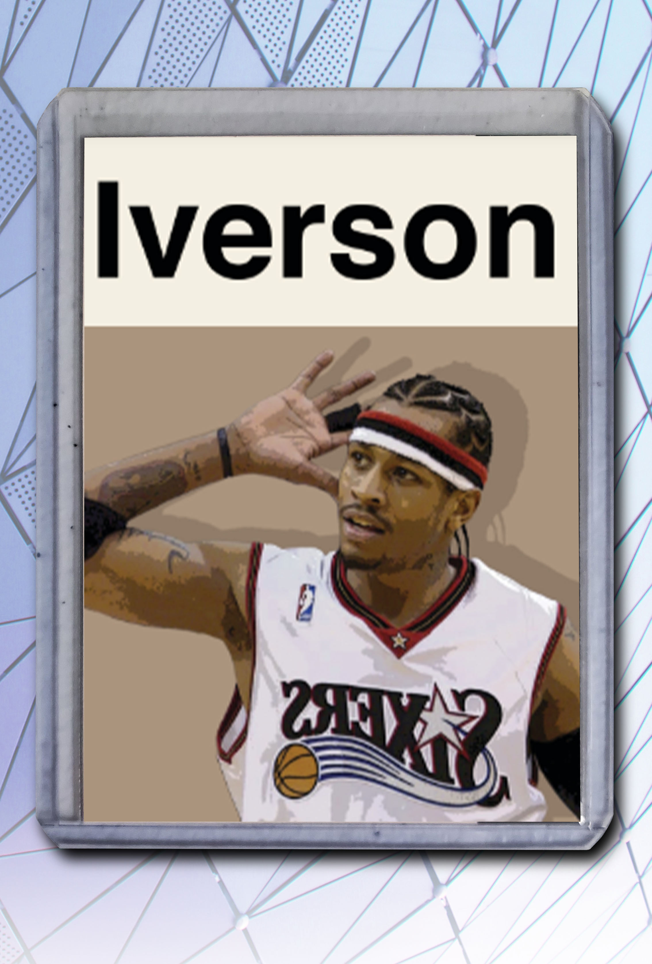 Allen Iverson Artist Signed Basketball Art Card 2/10