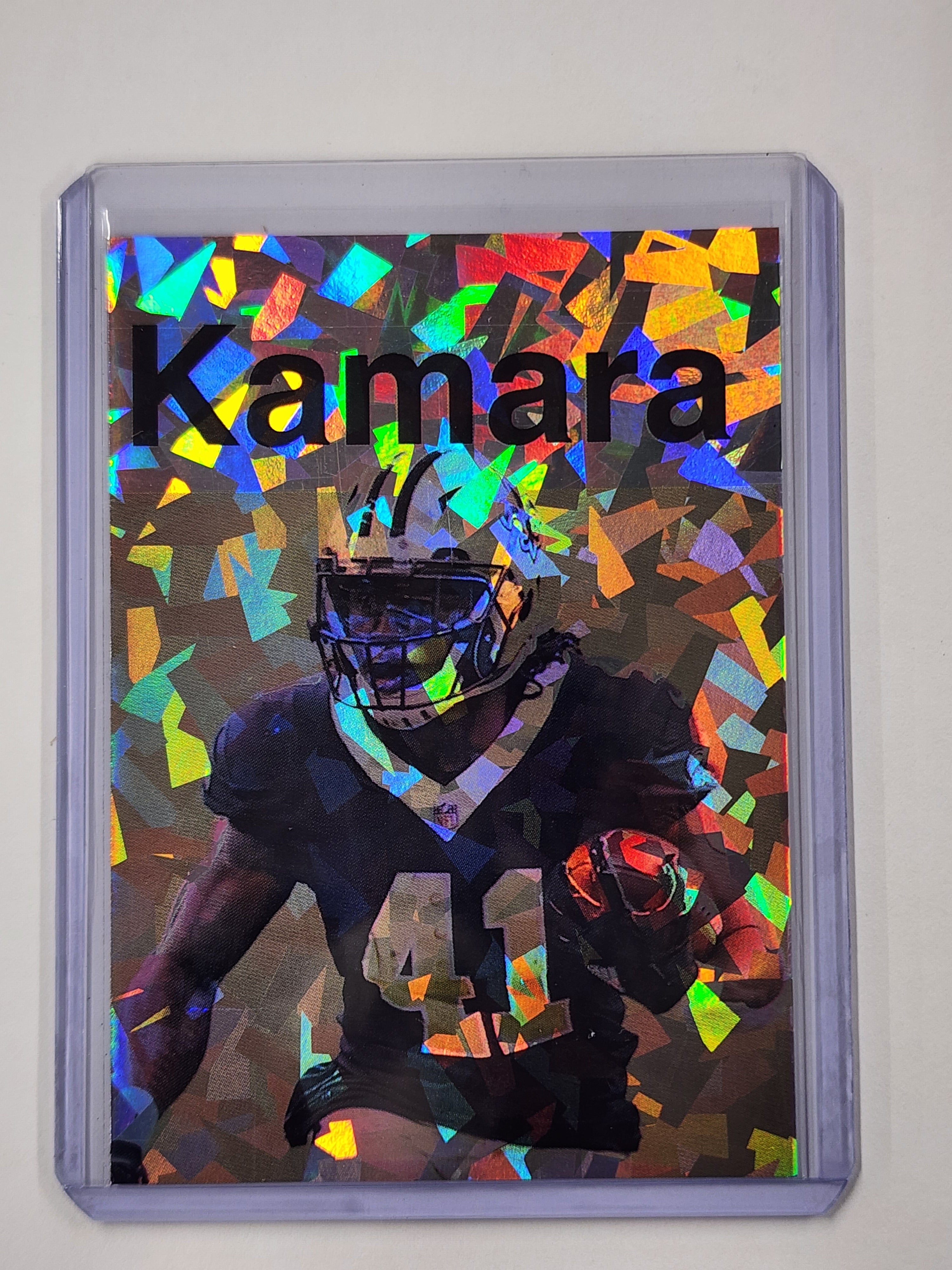 Alvin Kamara Artist Signed New Orleans Saints Refractor Art Card 1/1