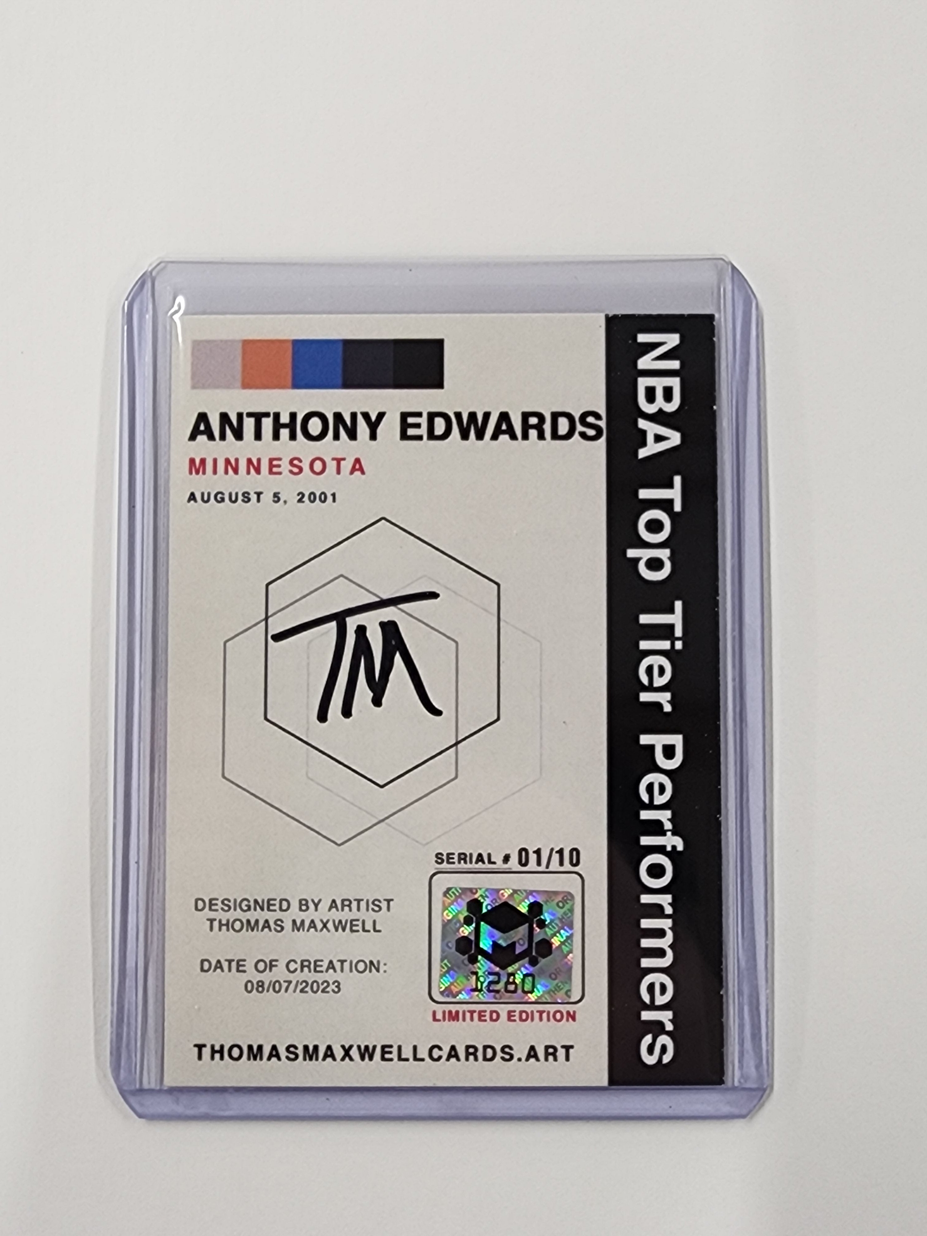 Anthony Edwards Artist Signed Basketball Art Card 1/10