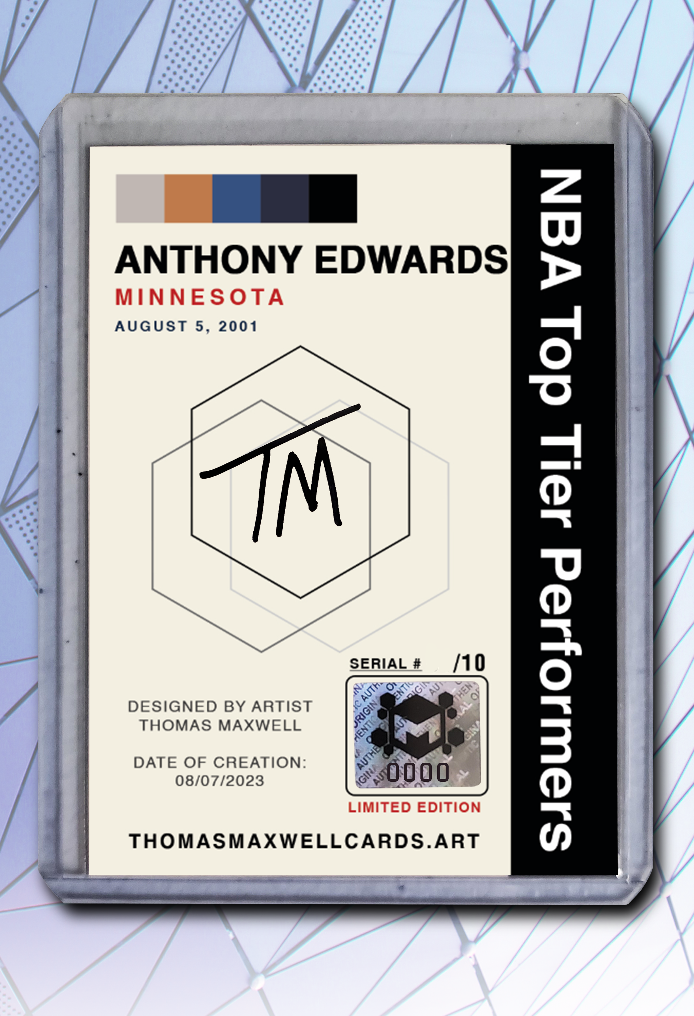 Anthony Edwards Artist Signed Basketball Art Card 2/10