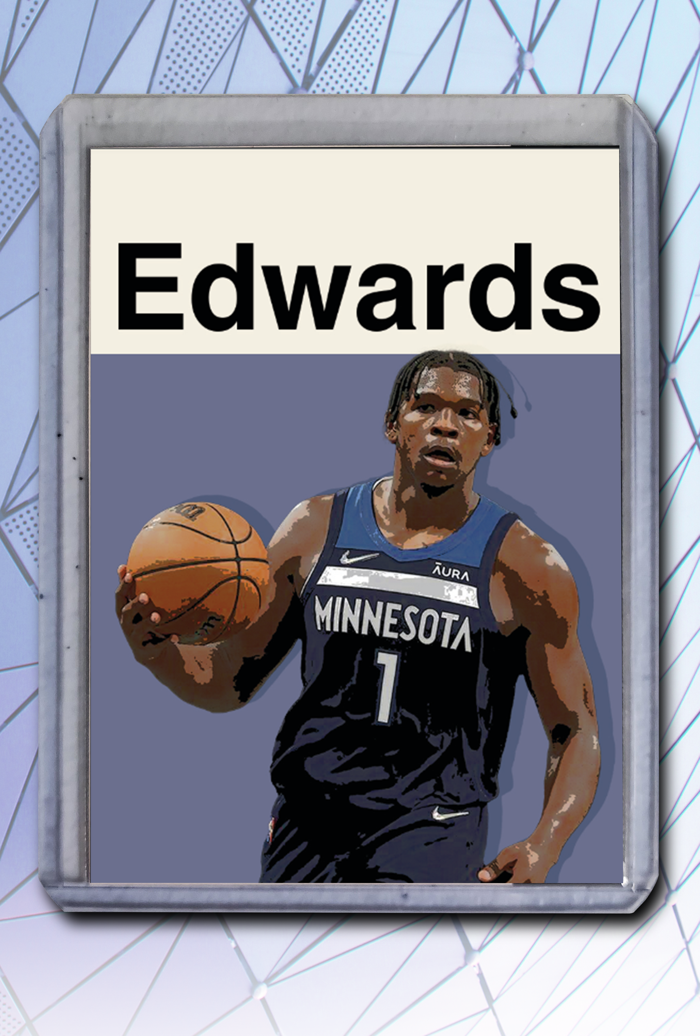 Anthony Edwards Artist Signed Basketball Art Card 2/10