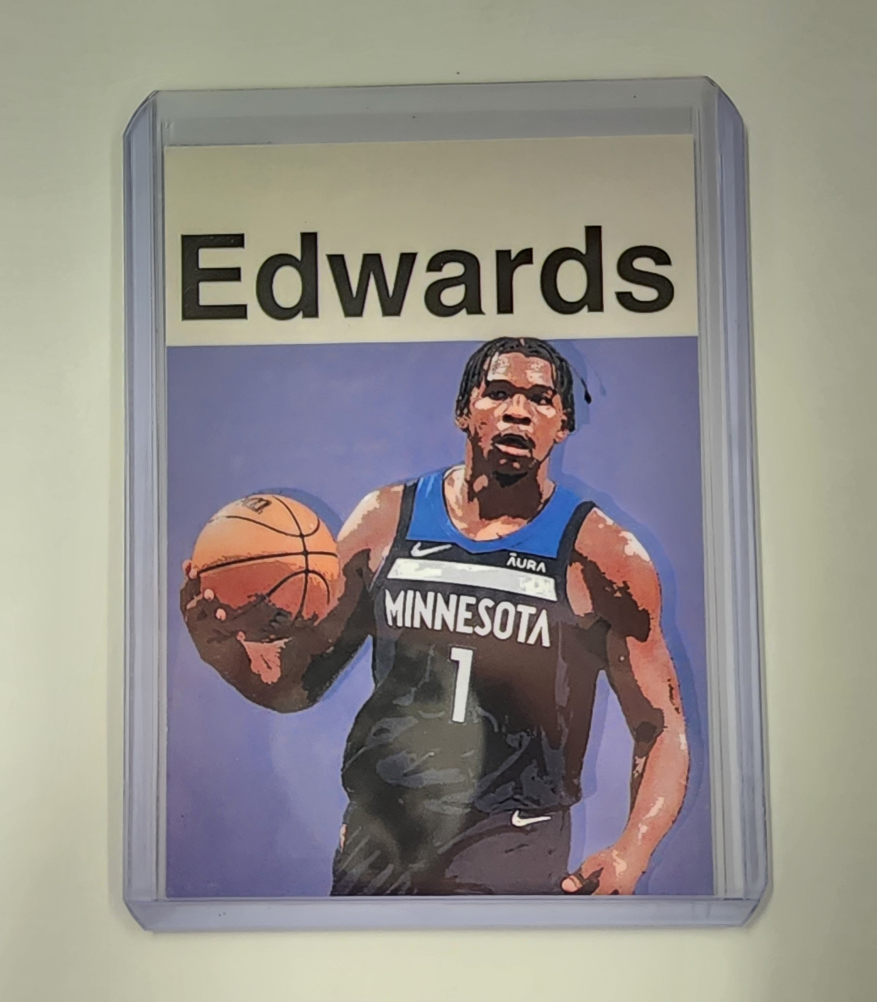 Anthony Edwards Artist Signed Basketball Art Card 1/10