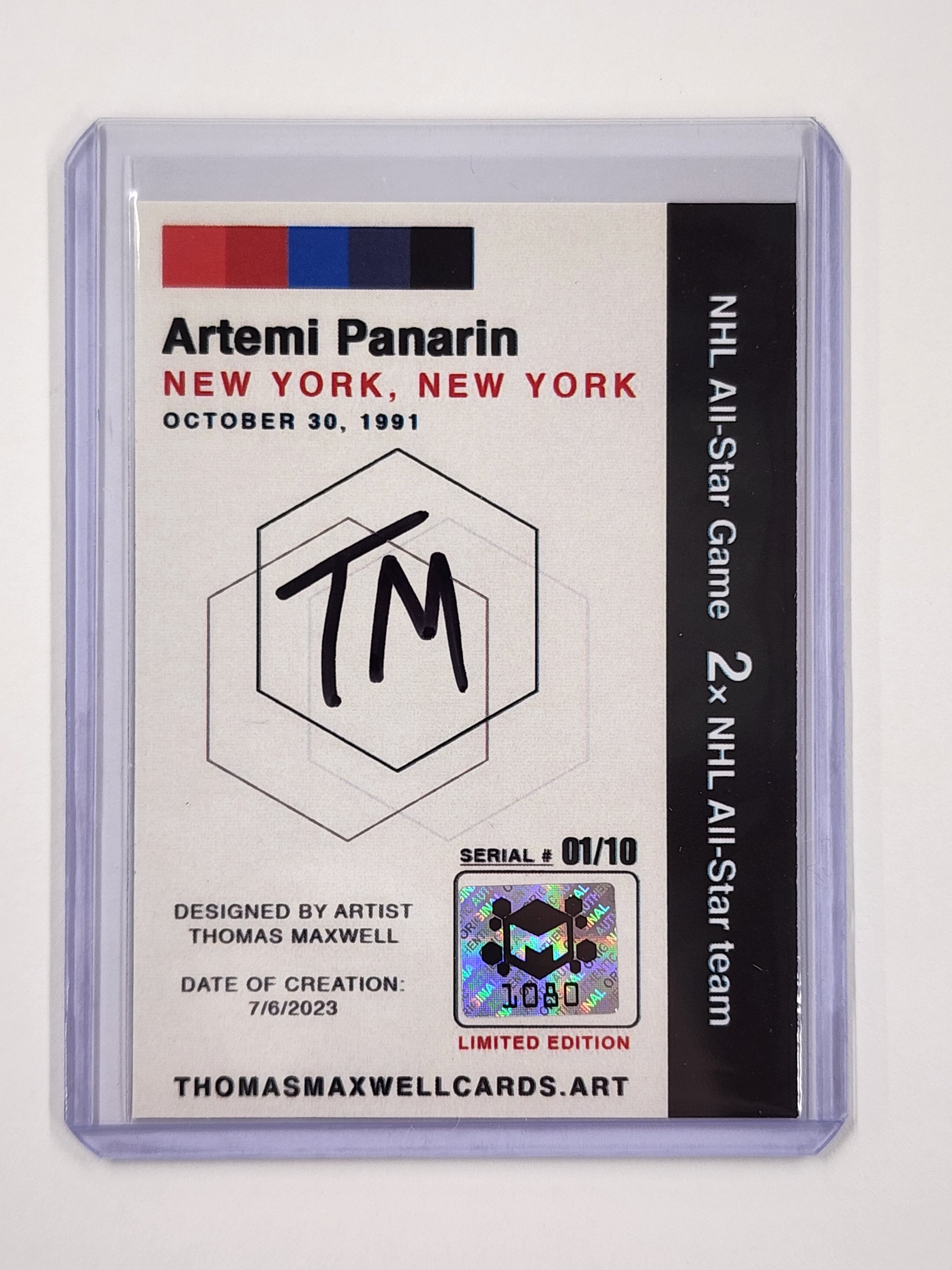 Artemi Panarin Artist Signed Hockey Art Card 1/10