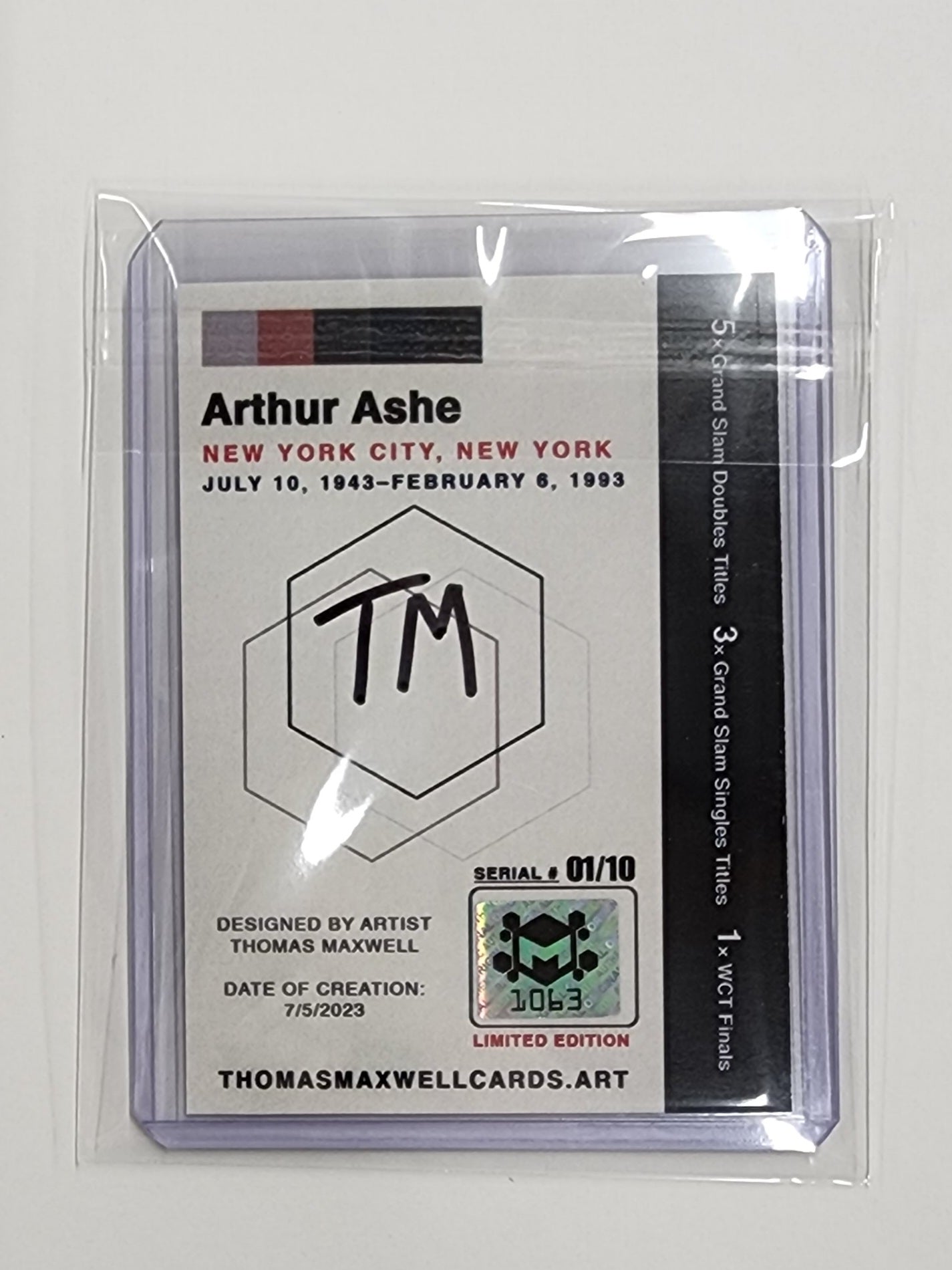 Arthur Ashe Artist Signed Tennis Art Card 1/10