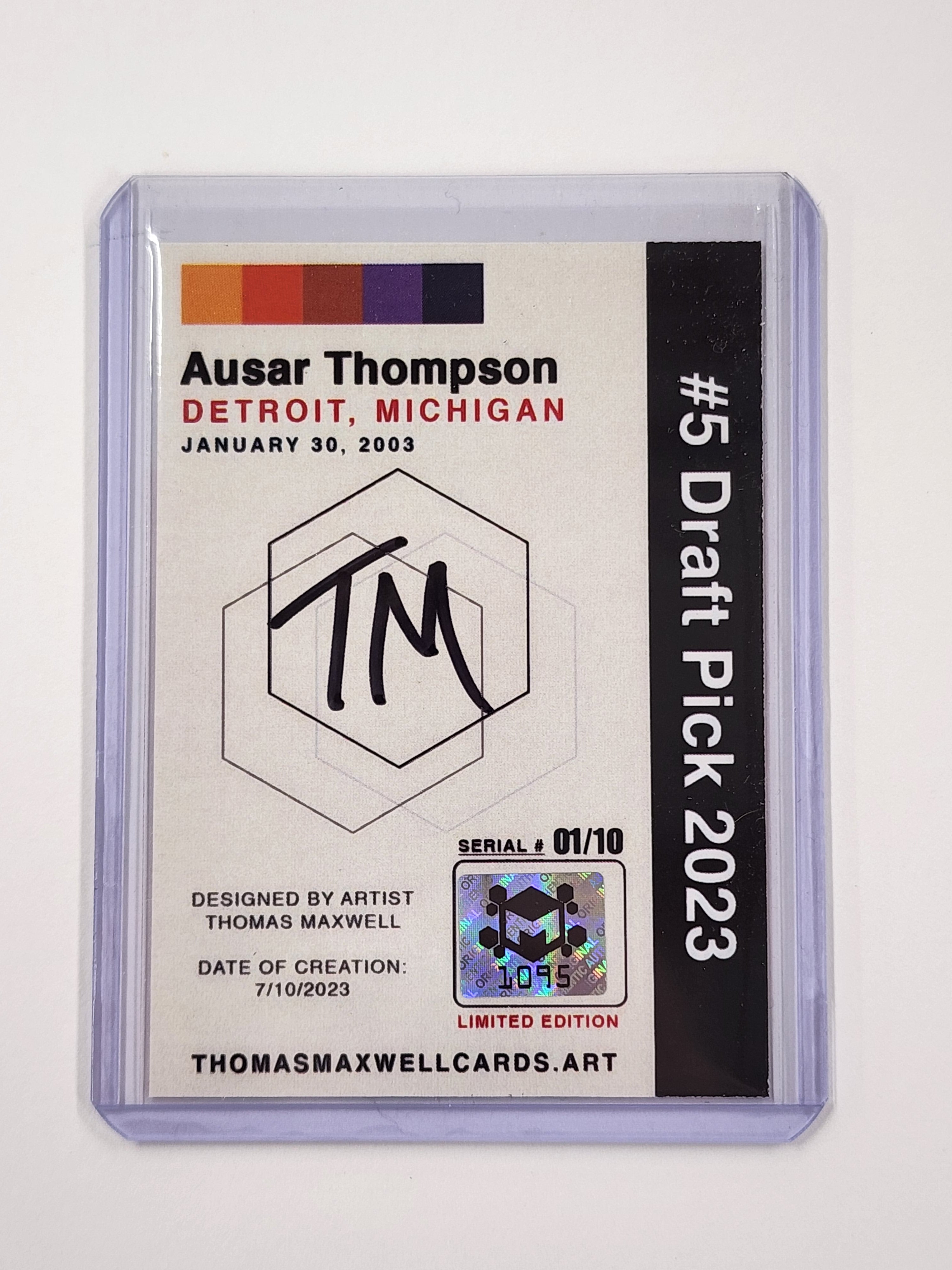 Ausar Thompson Artist Signed Basketball Art Card 1/10