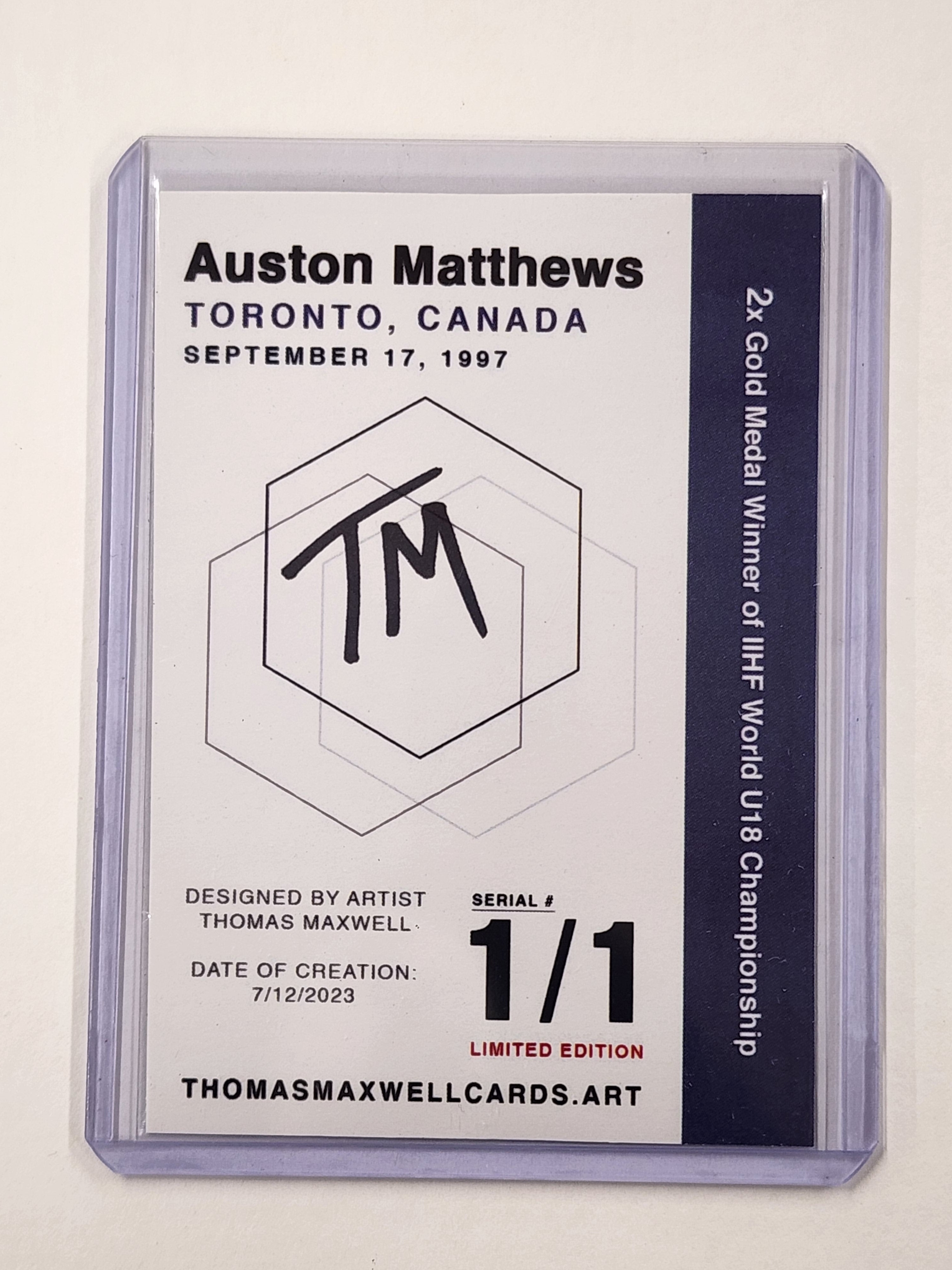 Auston Matthews Artist Signed Toronto Maple Leafs Refractor Art Card 1/1