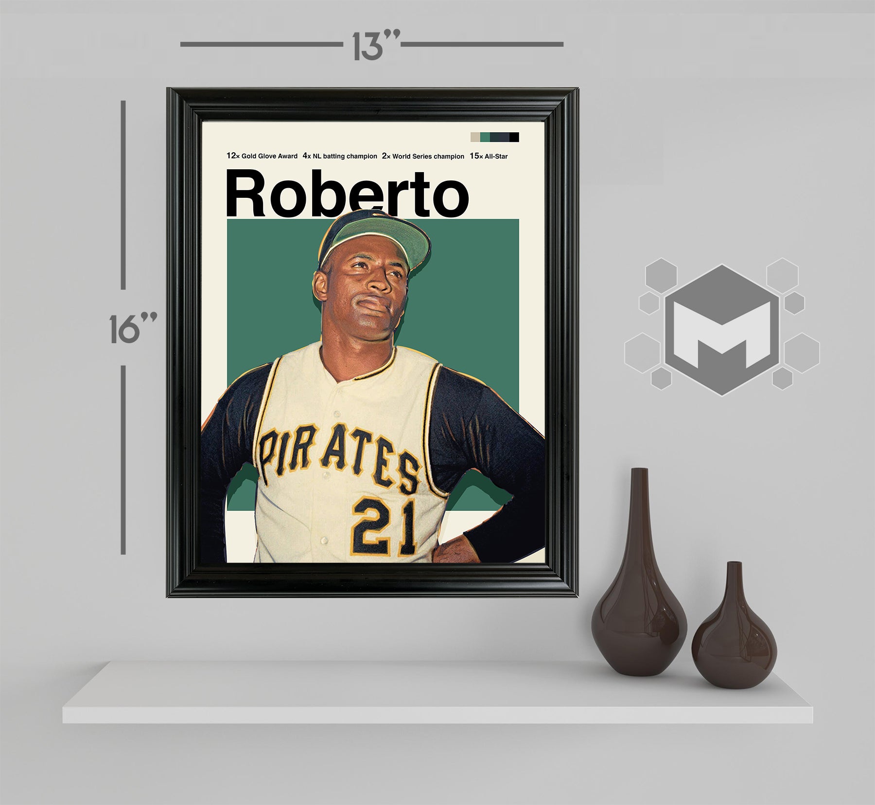 Roberto Clemente Sports Art Framed Photo by Thomas Maxwell