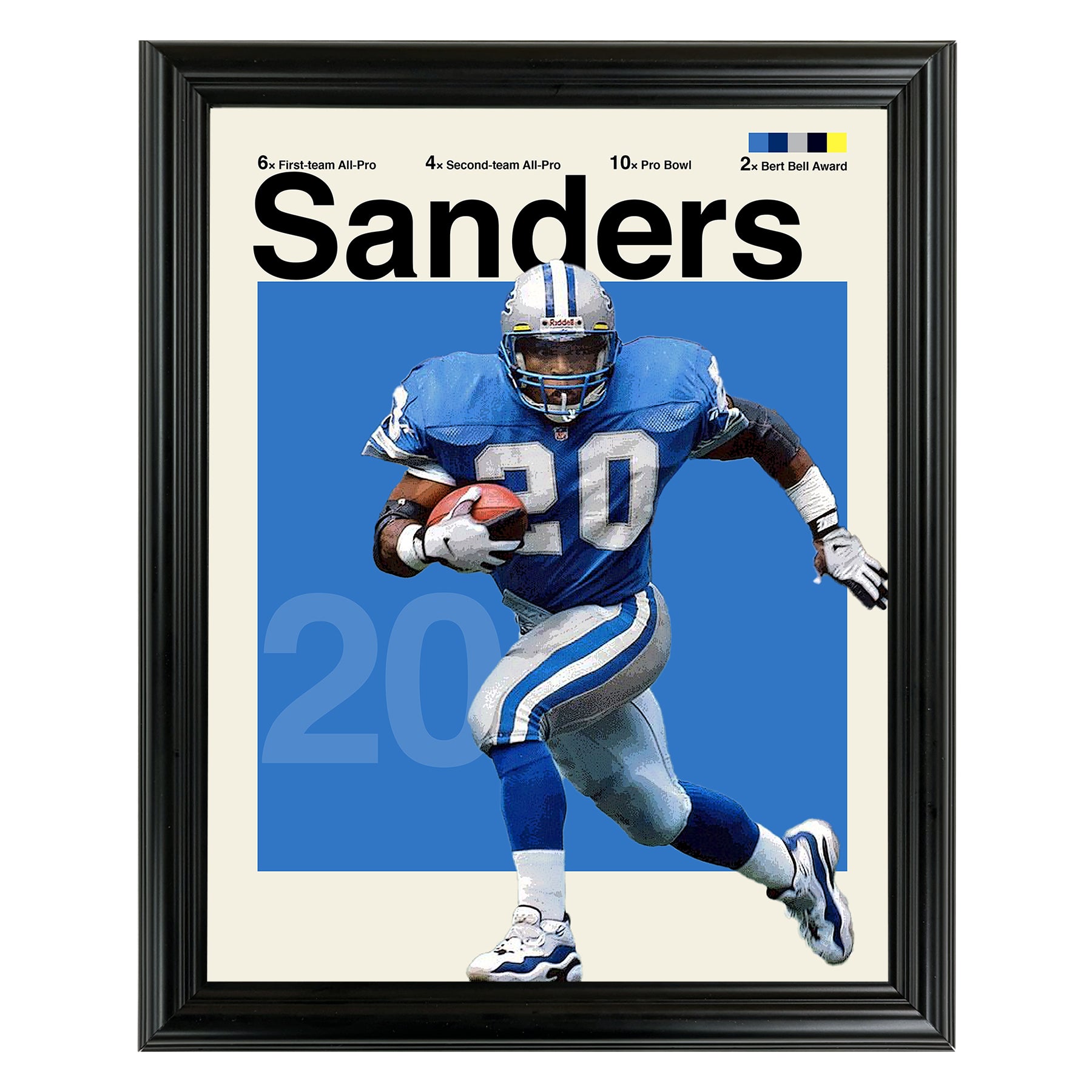 Barry Sanders Sports Art Framed Photo by Thomas Maxwell