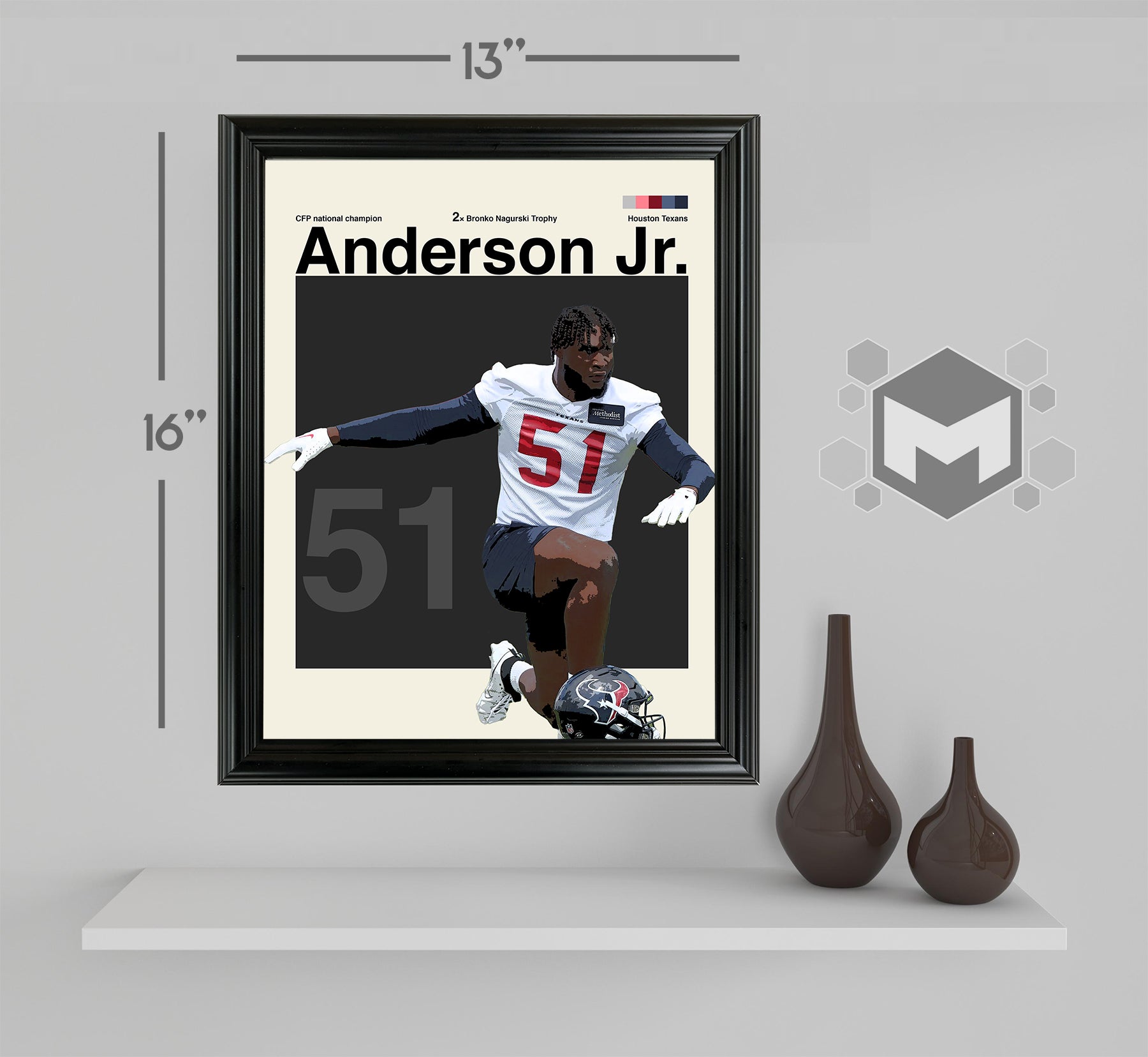 Will Anderson Jr. Framed Sports Art Photo by Thomas Maxwell