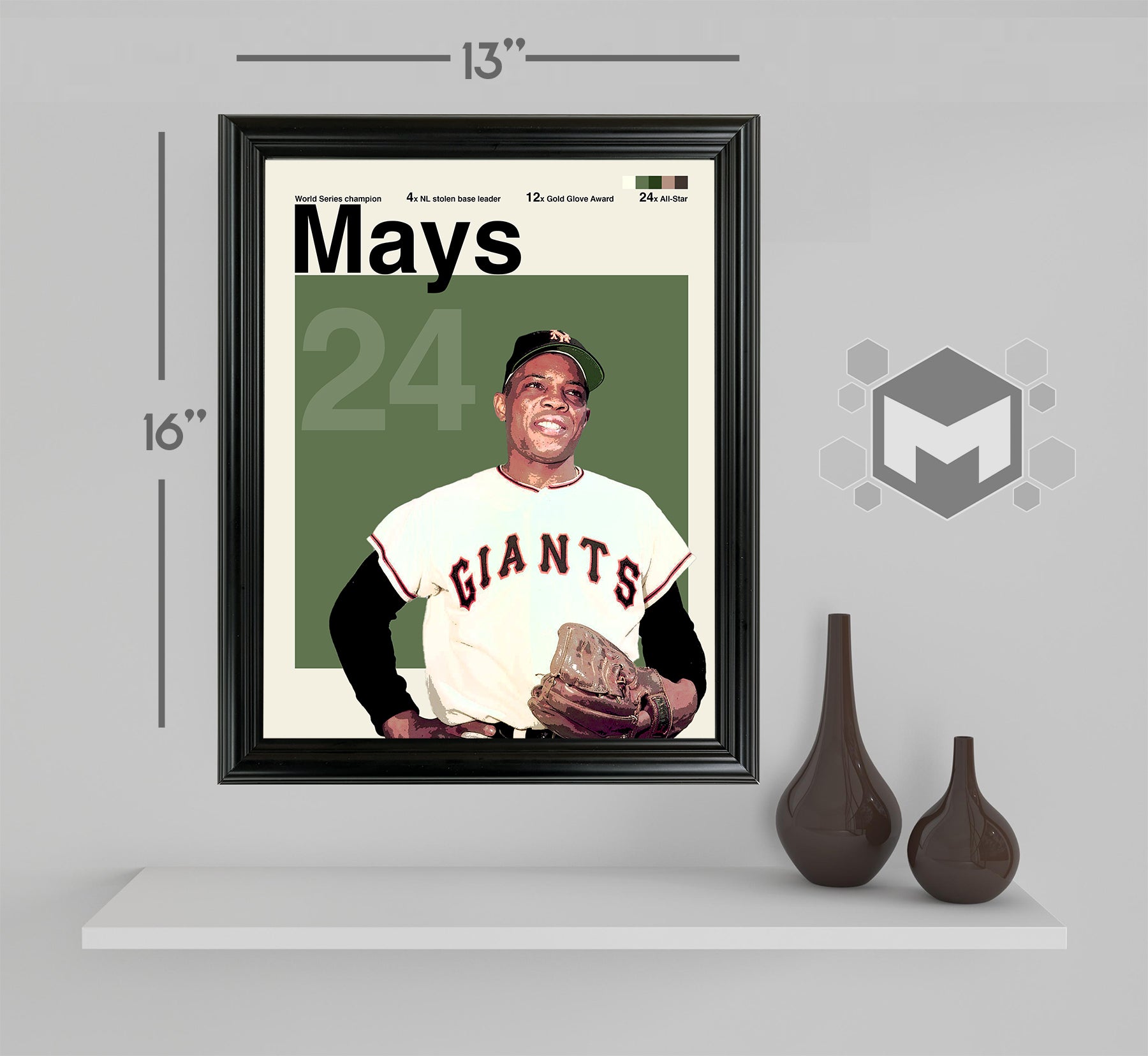 Willie Mays Sports Art Framed Photo by Thomas Maxwell