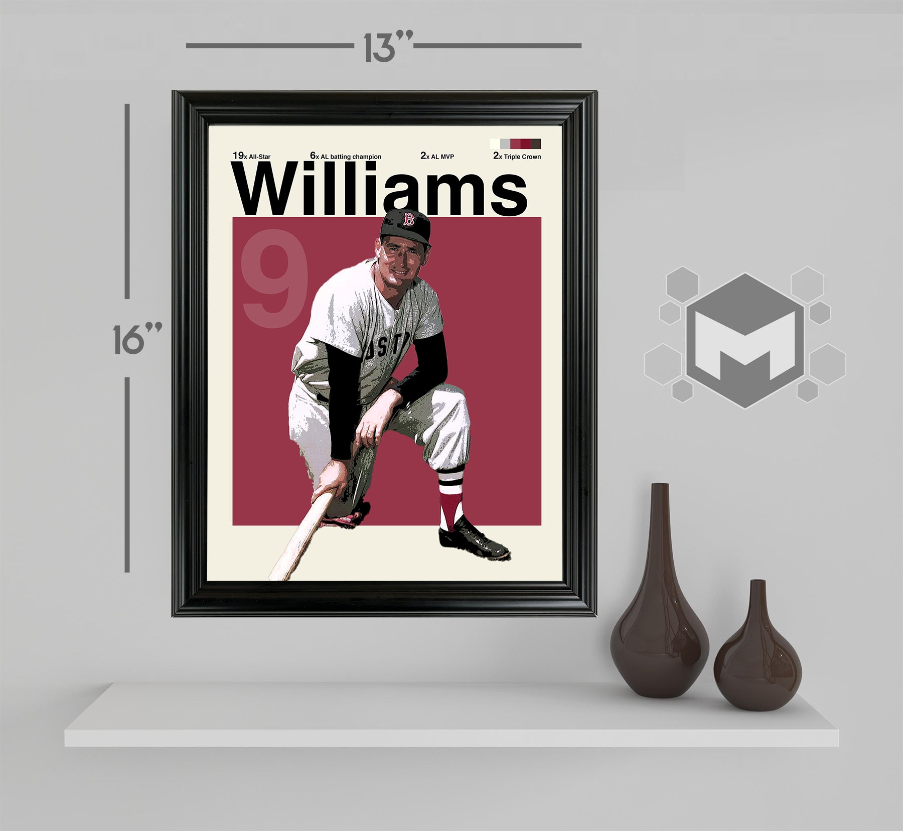 Ted Williams Sports Art Framed Photo by Thomas Maxwell