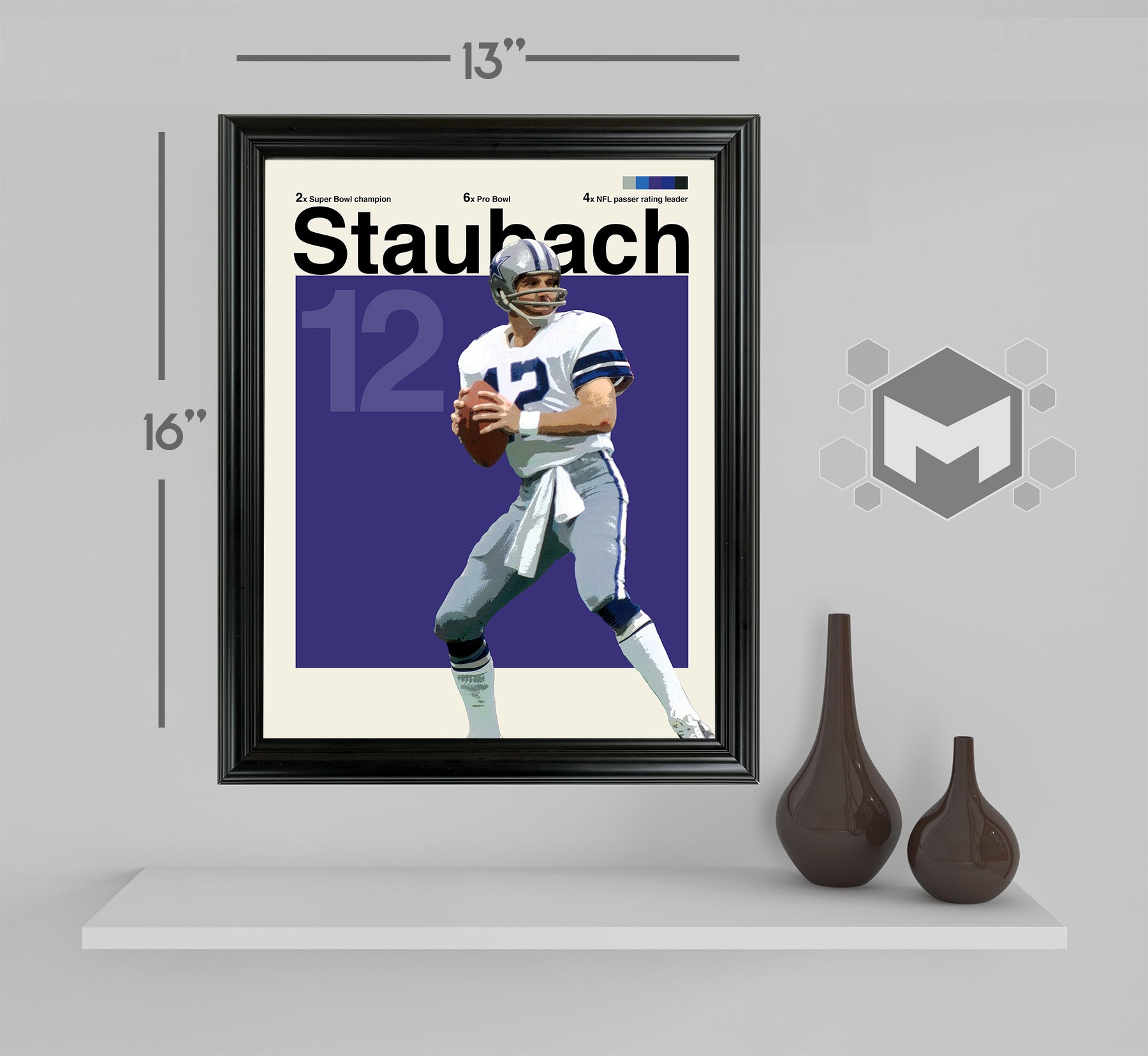 Roger Staubach Framed Sports Art Photo by Thomas Maxwell