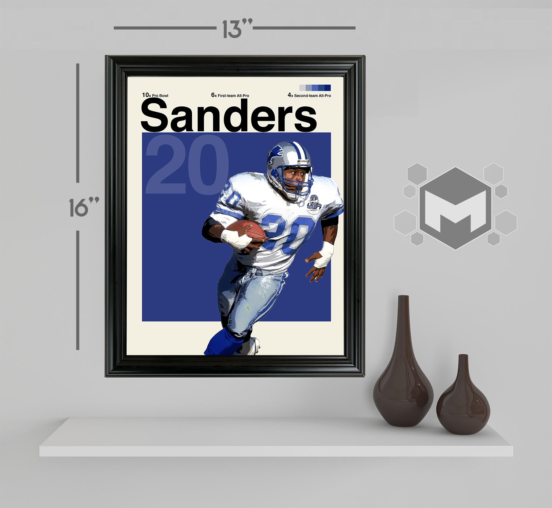 Barry Sanders Framed Sports Art Photo by Thomas Maxwell