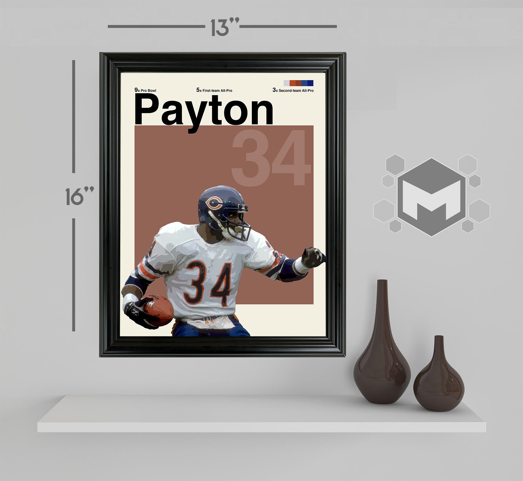 Walter Payton Sports Art Framed Photo by Thomas Maxwell