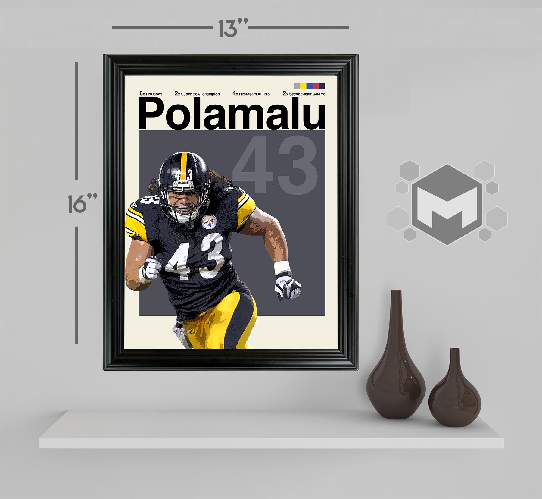 Troy Polamalu Framed Sports Art Photo by Thomas Maxwell