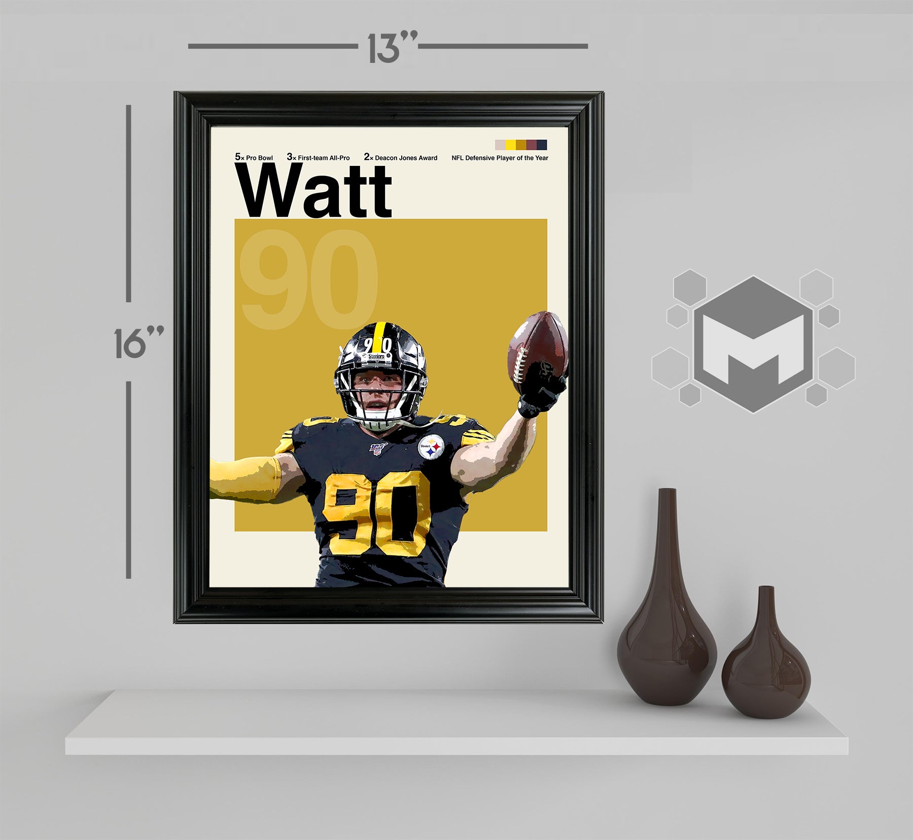 T.J. Watt Framed Sports Art Photo by Thomas Maxwell