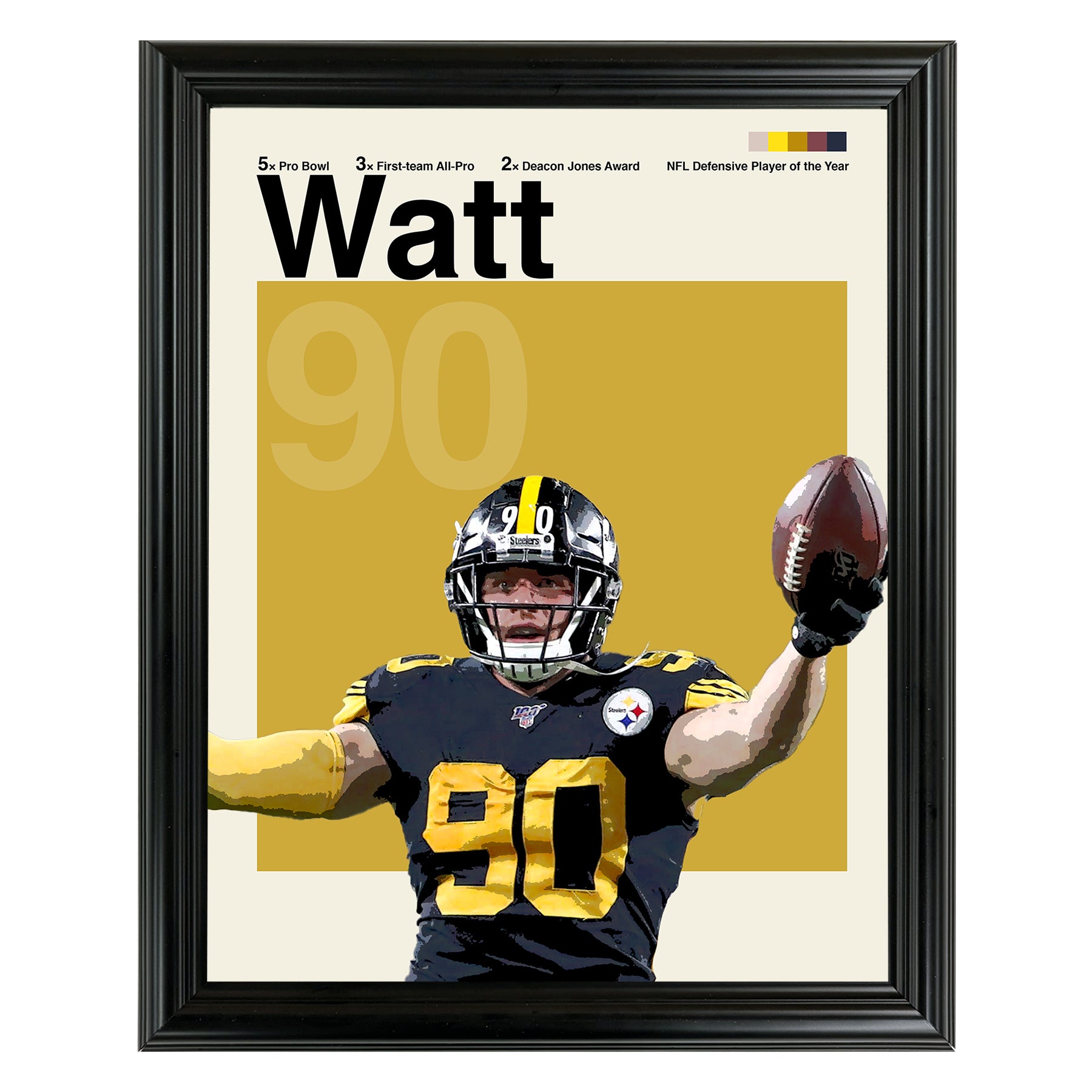 T.J. Watt Framed Sports Art Photo by Thomas Maxwell