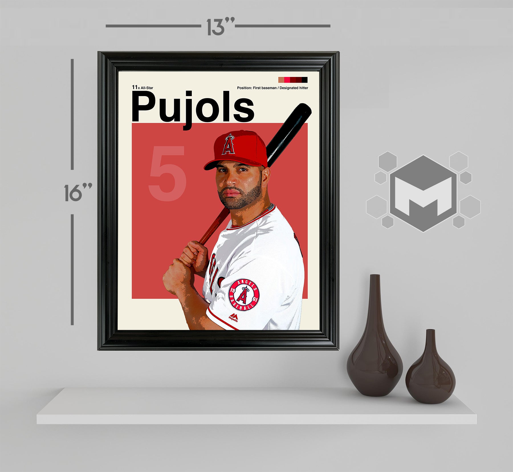 Albert Pujols Framed Sports Art Photo by Thomas Maxwell