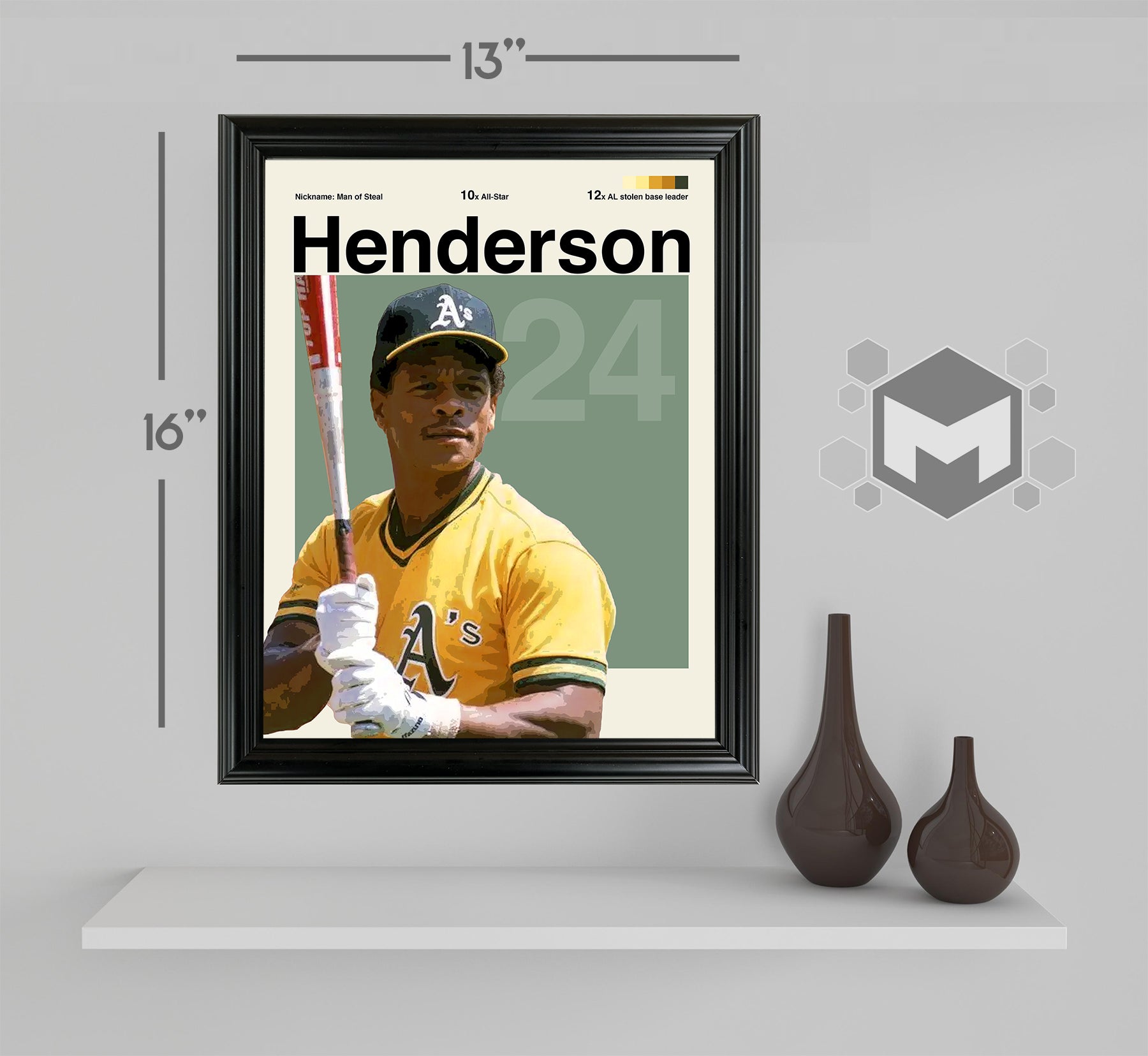 Rickey Henderson Framed Sports Art Photo by Thomas Maxwell