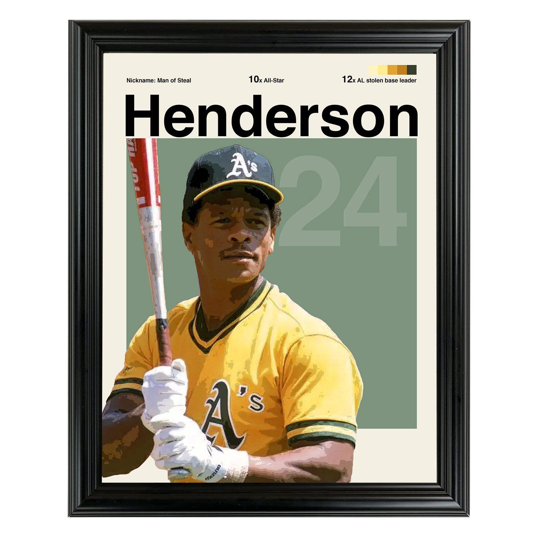 Rickey Henderson Framed Sports Art Photo by Thomas Maxwell