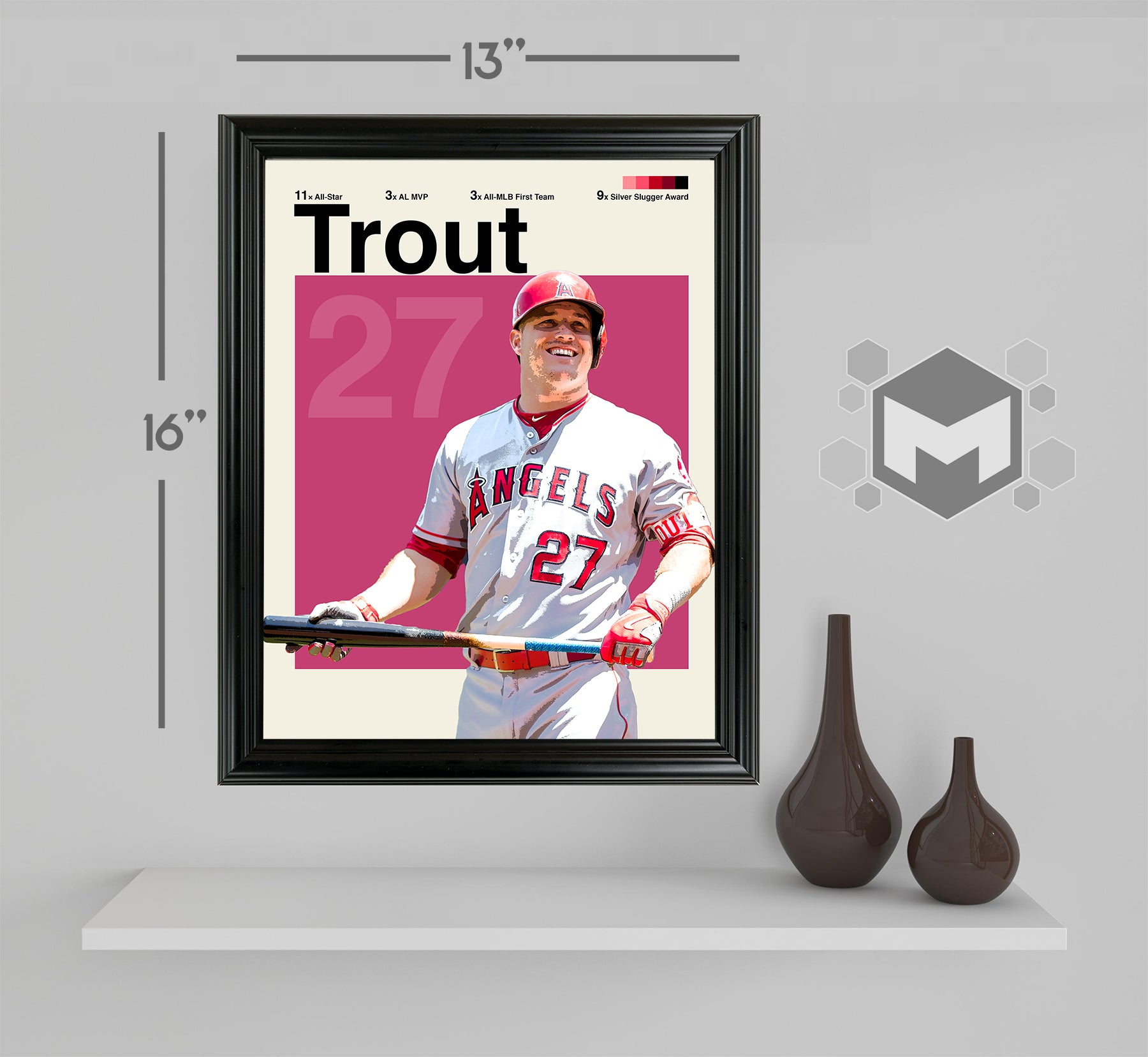 Mike Trout Framed Sports Art Photo by Thomas Maxwell