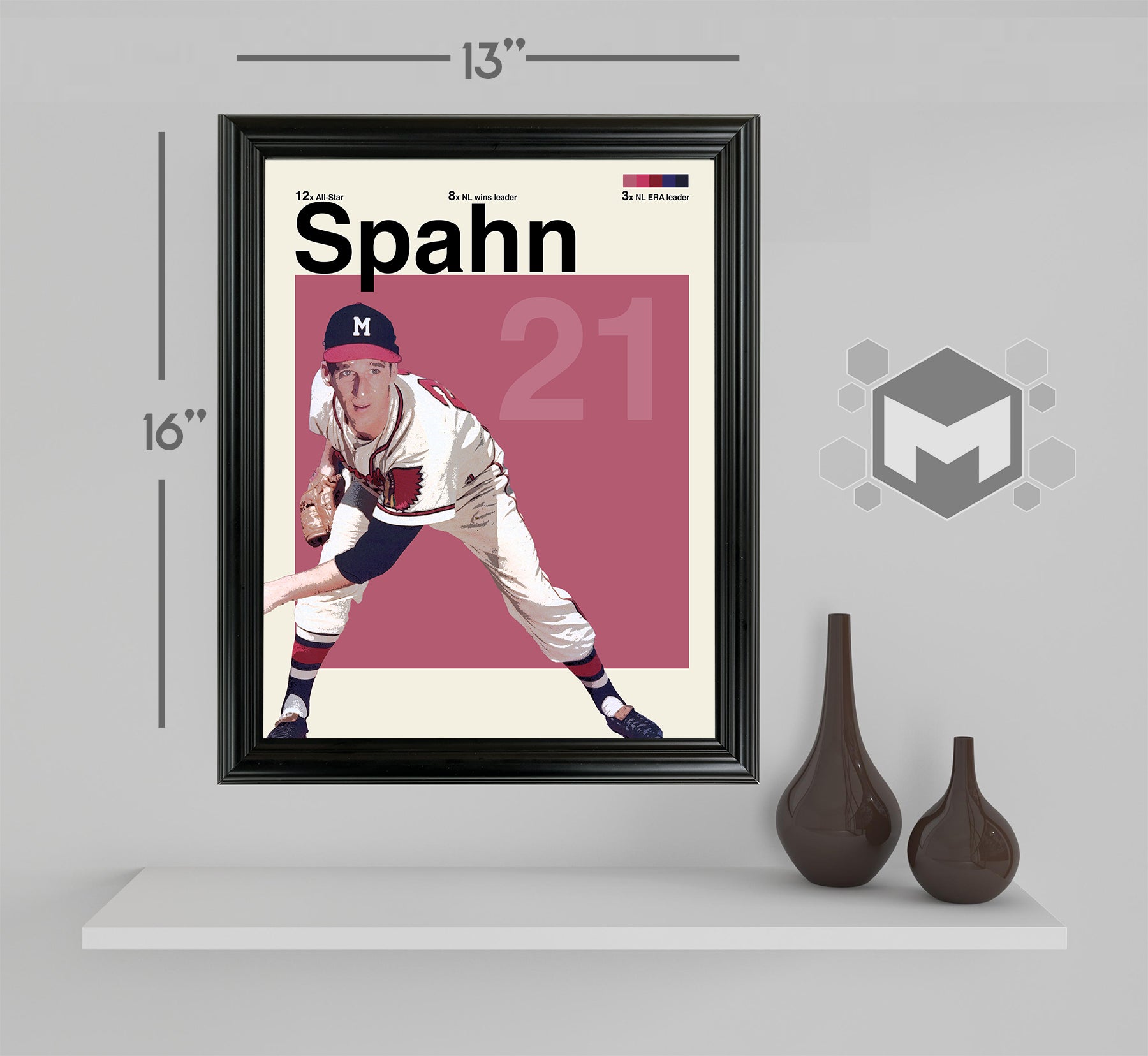 Warren Spahn Framed Sports Art Photo by Thomas Maxwell