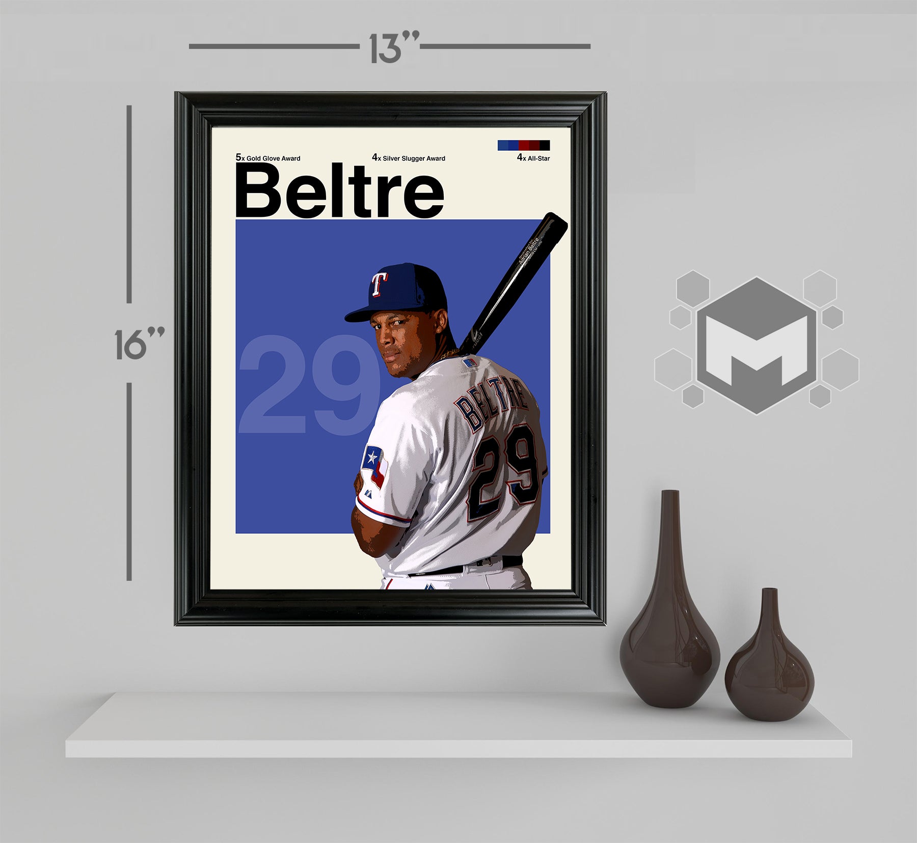 Adrian Beltre Framed Sports Art Photo by Thomas Maxwell