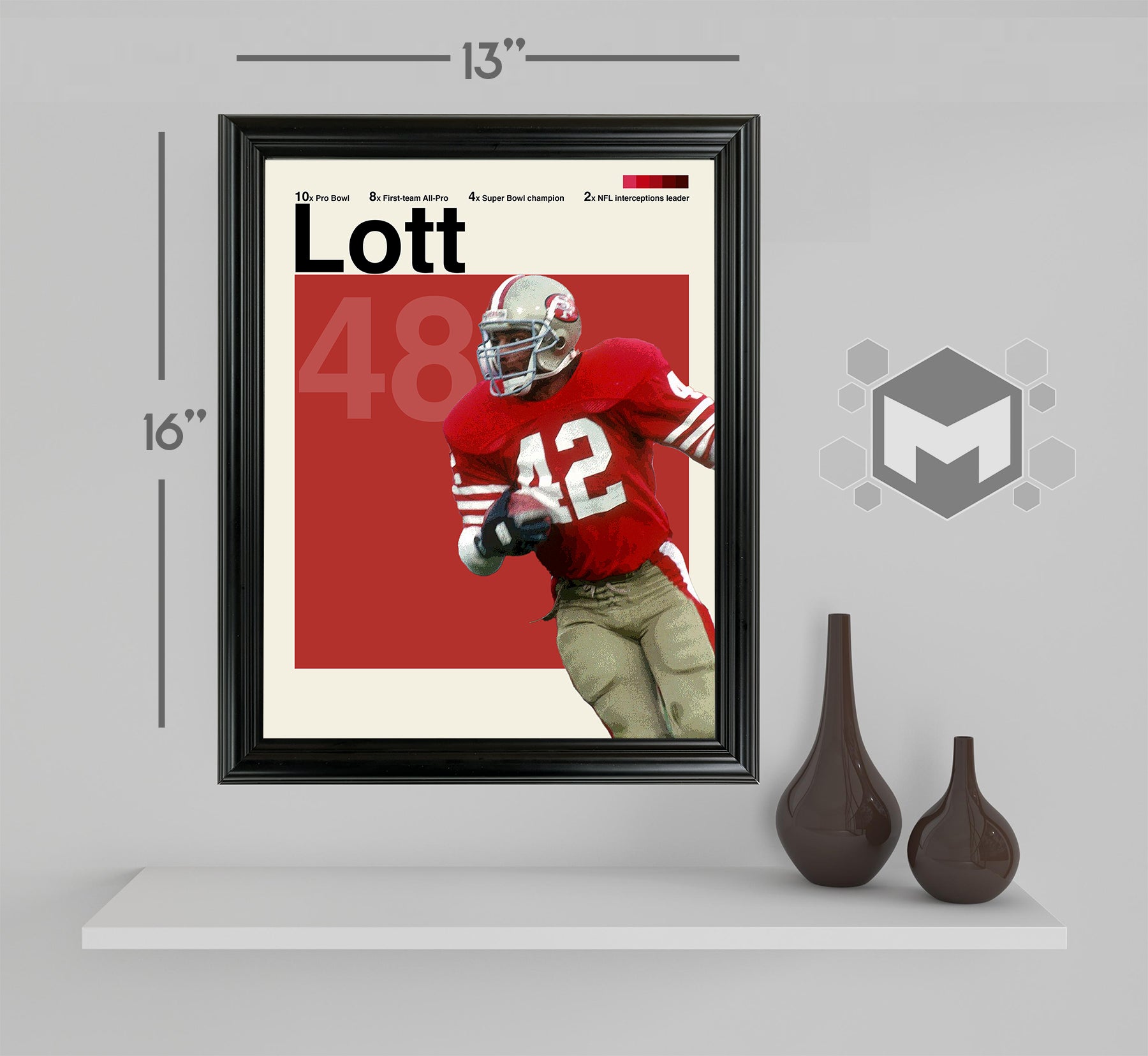 Ronnie Lott Framed Sports Art Photo by Thomas Maxwell