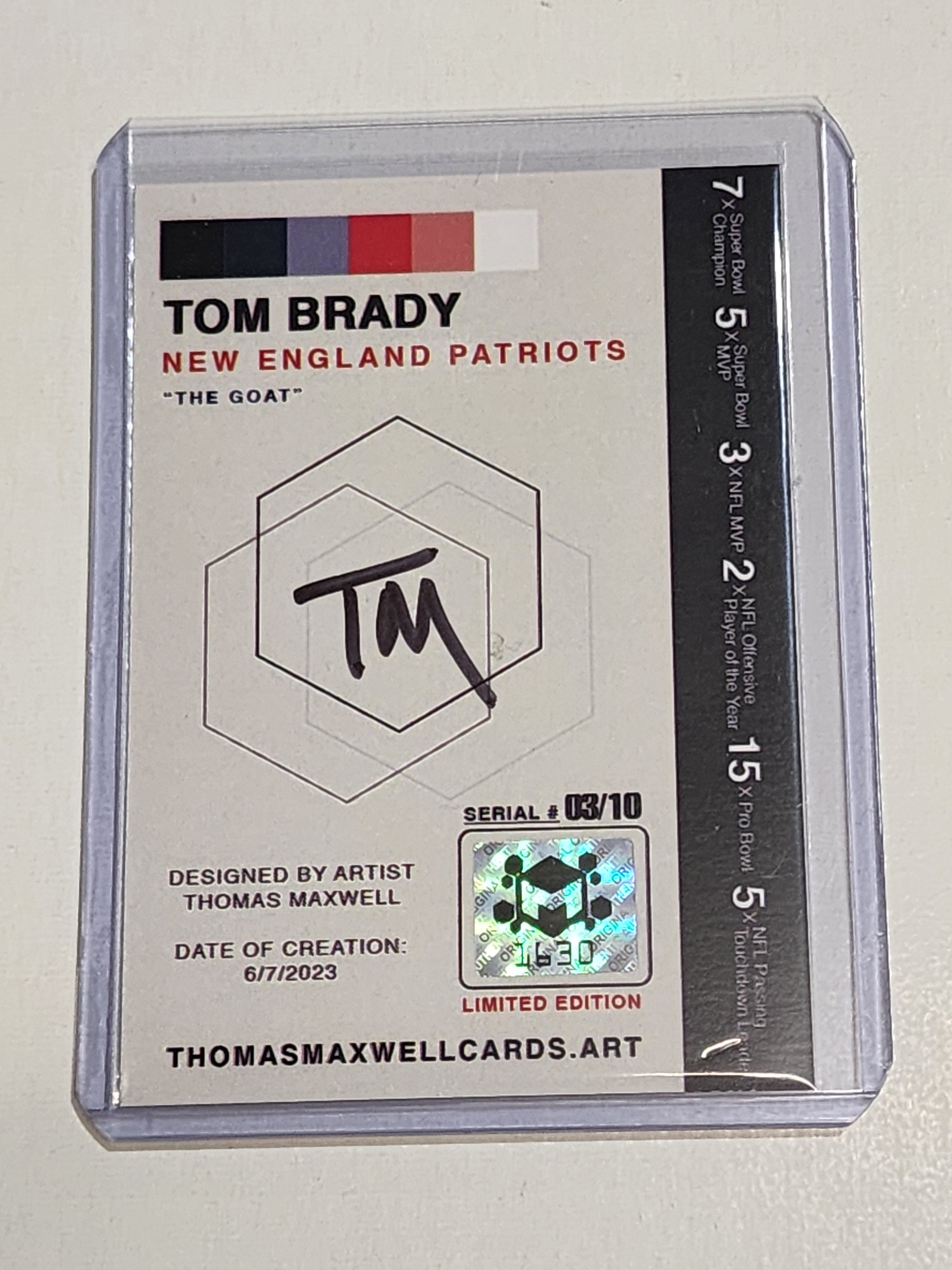 Tom Brady Artist Signed Football Art Card 3/10