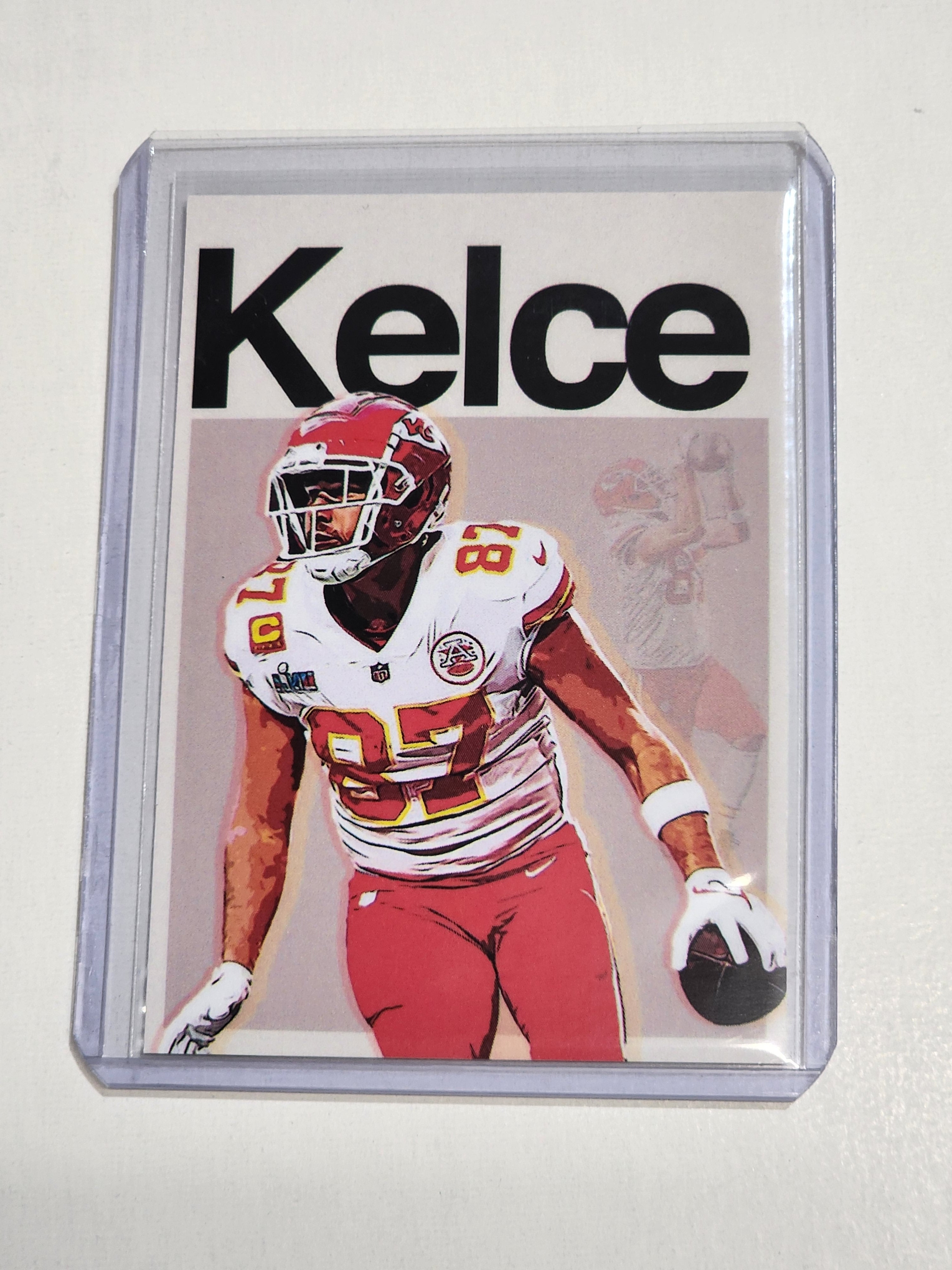 Travis Kelce - Kansas City Chiefs - SB LVII Artist Signed Football Art Card 2/10