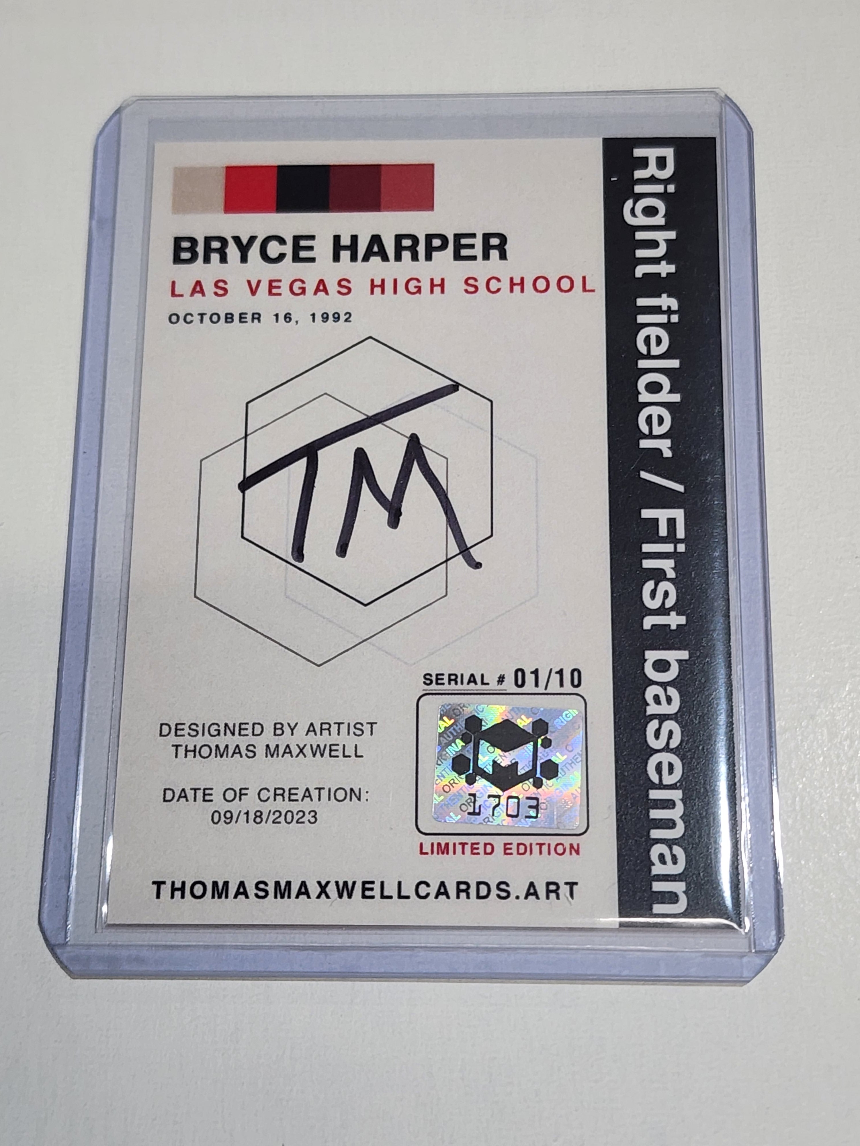 Bryce Harper Artist Signed Baseball Art Card 1/10