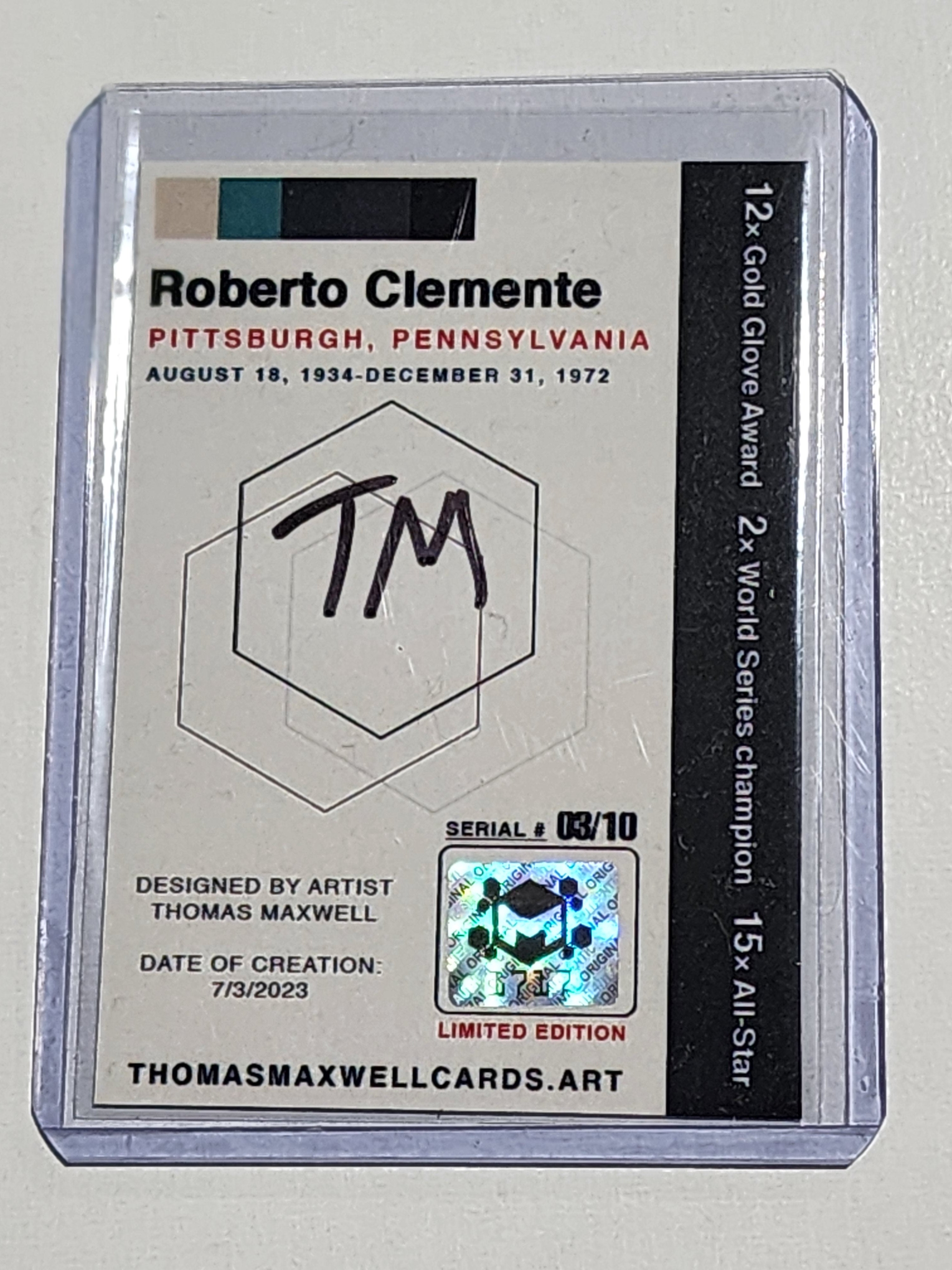 Roberto Clemente Artist Signed Baseball Art Card 3/10