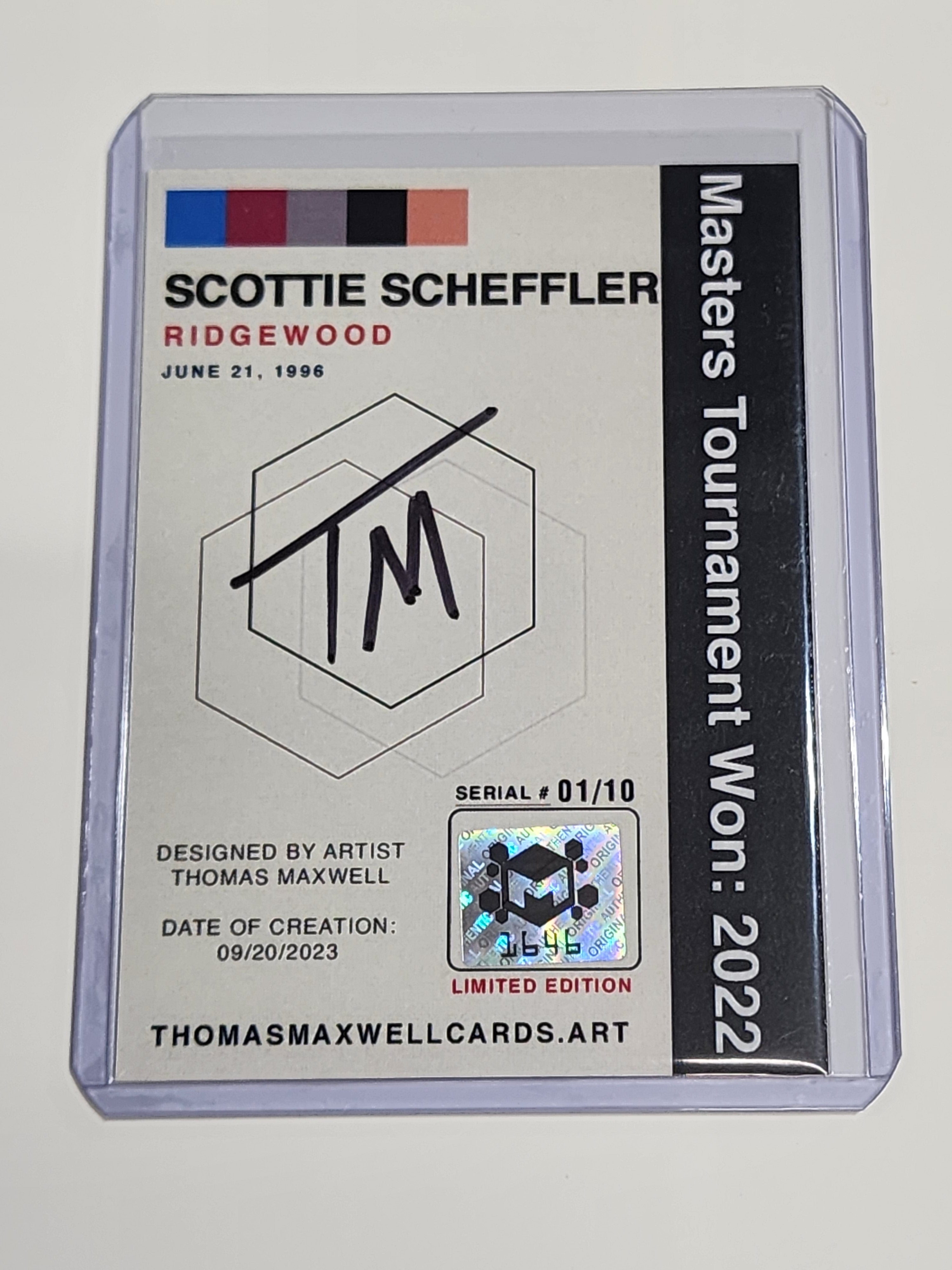 Scottie Scheffler Artist Signed Golf Art Card 1/10