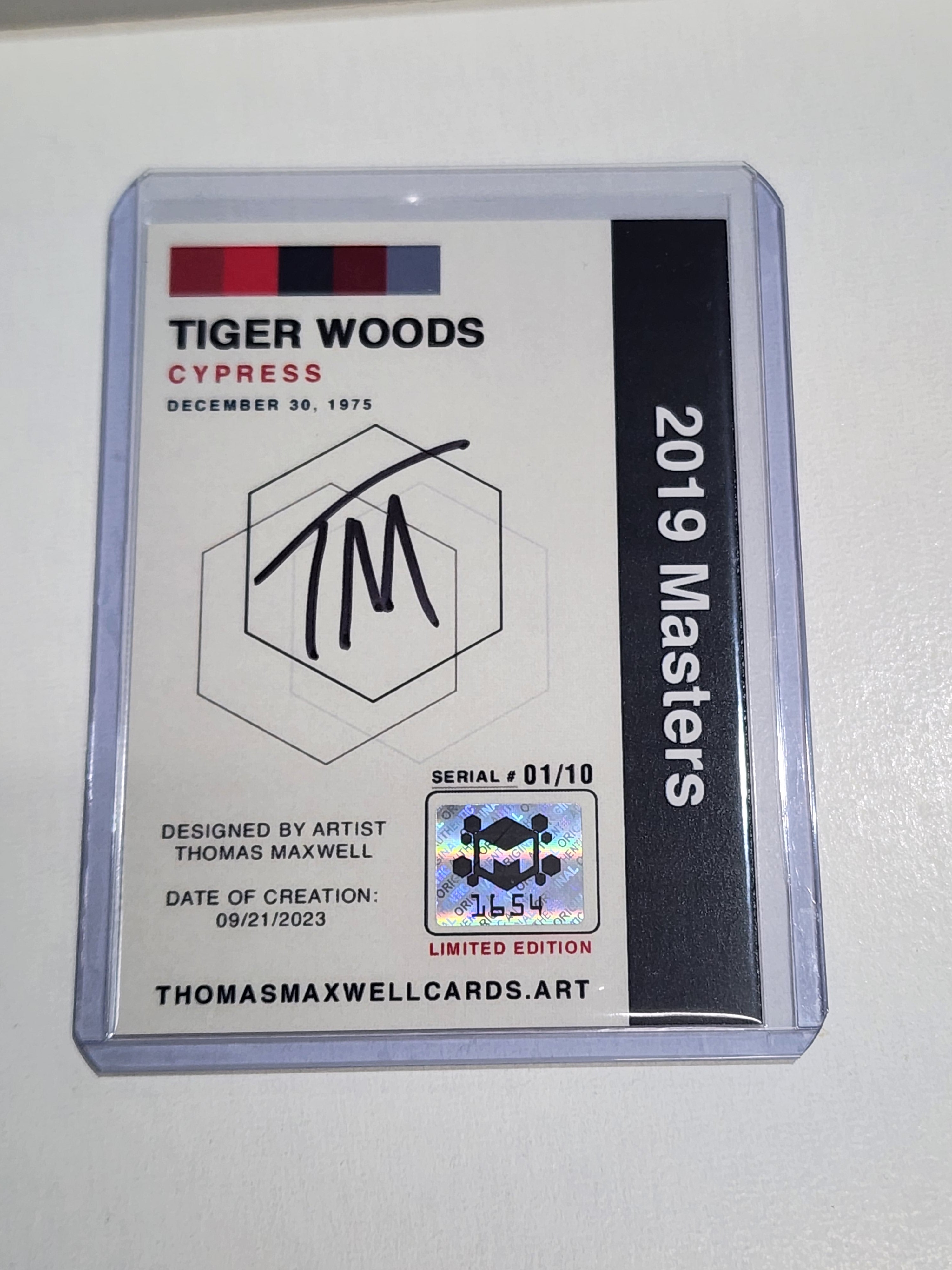 Tiger Woods Artist Signed Golf Art Card 1/10