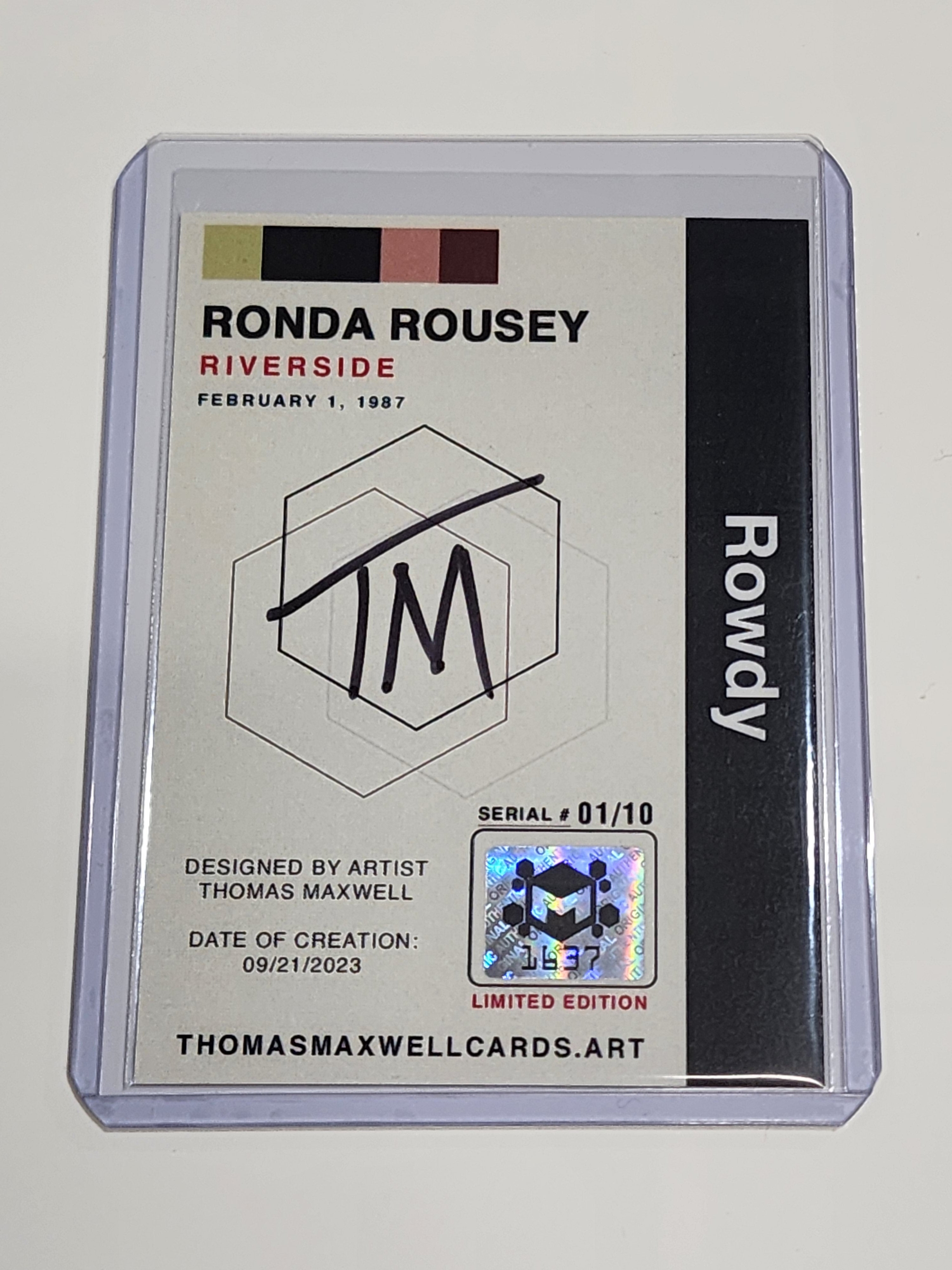 Ronda Rousey Artist Signed MMA Art Card 1/10