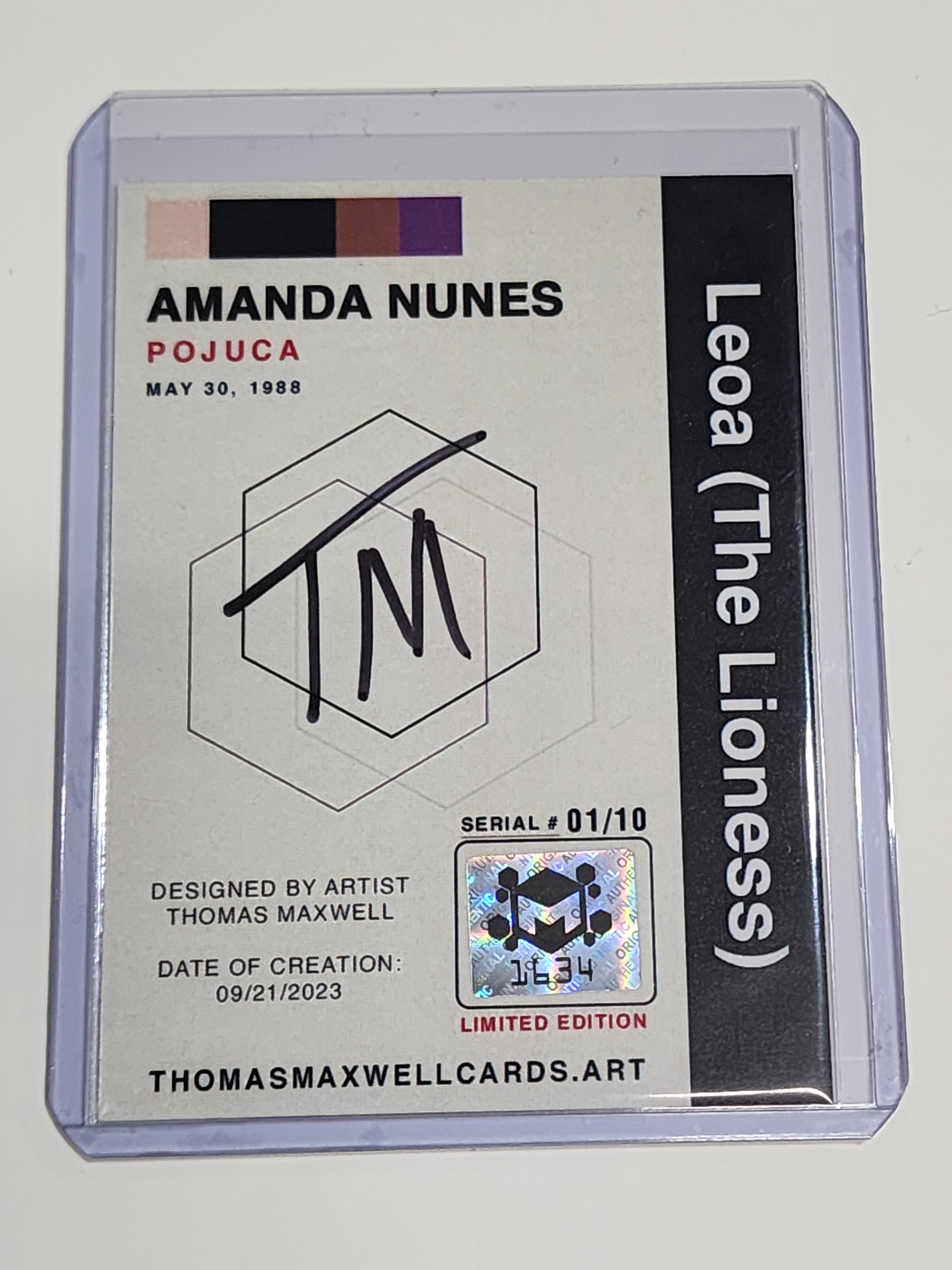 Amanda Nunes Artist Signed MMA Art Card 1/10