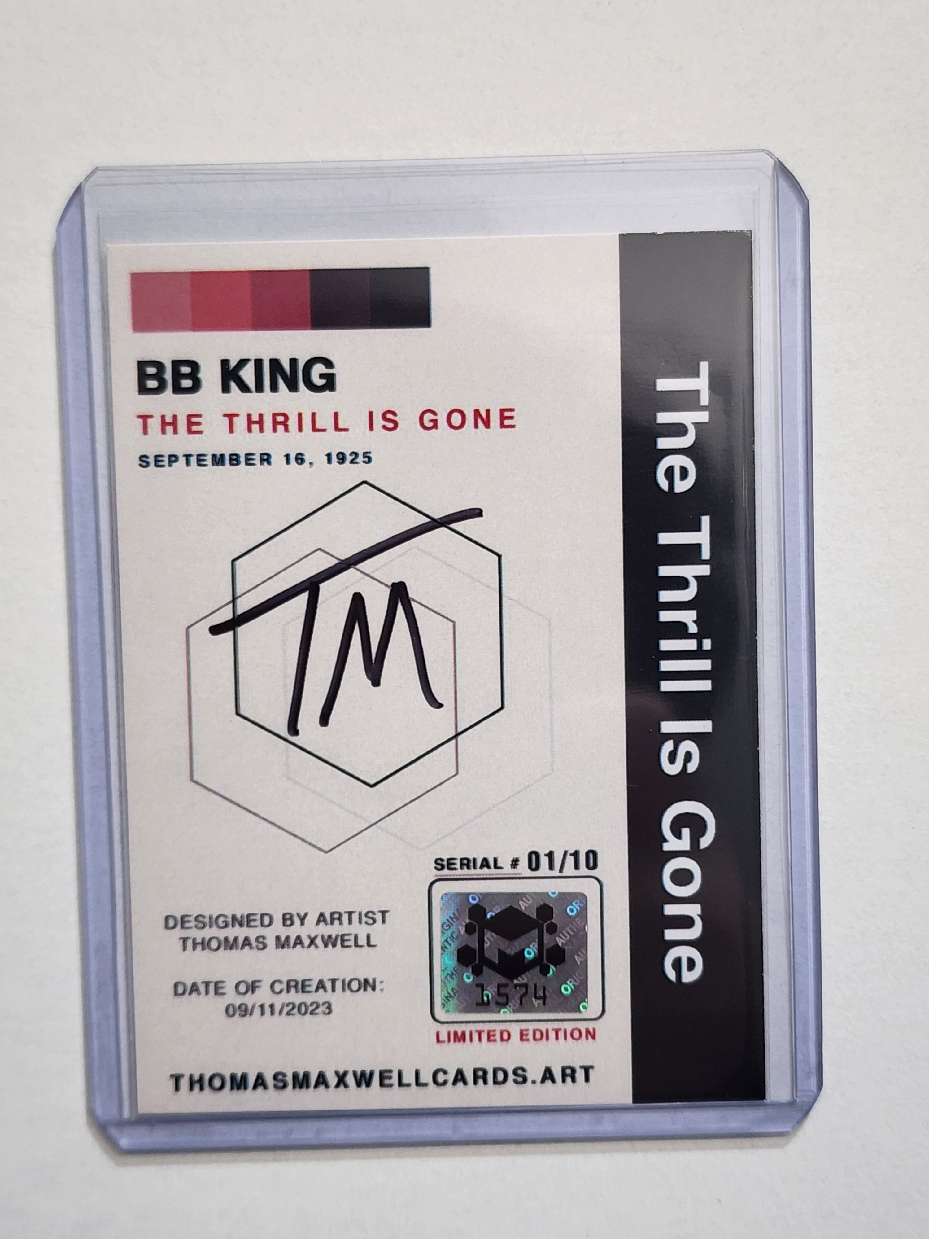 BB King Artist Signed Music Art Card 1/10