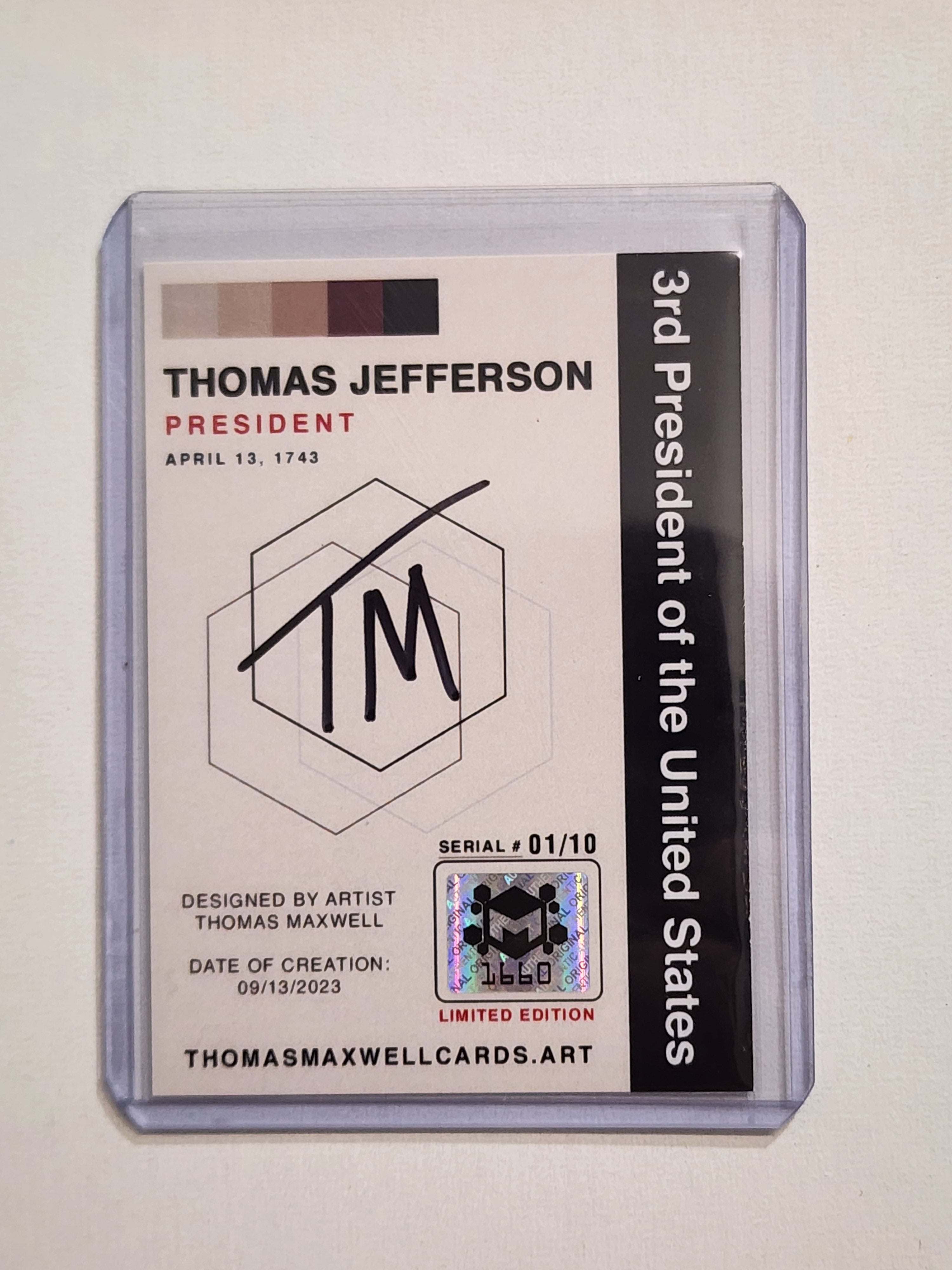 Thomas Jefferson Artist Signed Patriotic Art Card 1/10