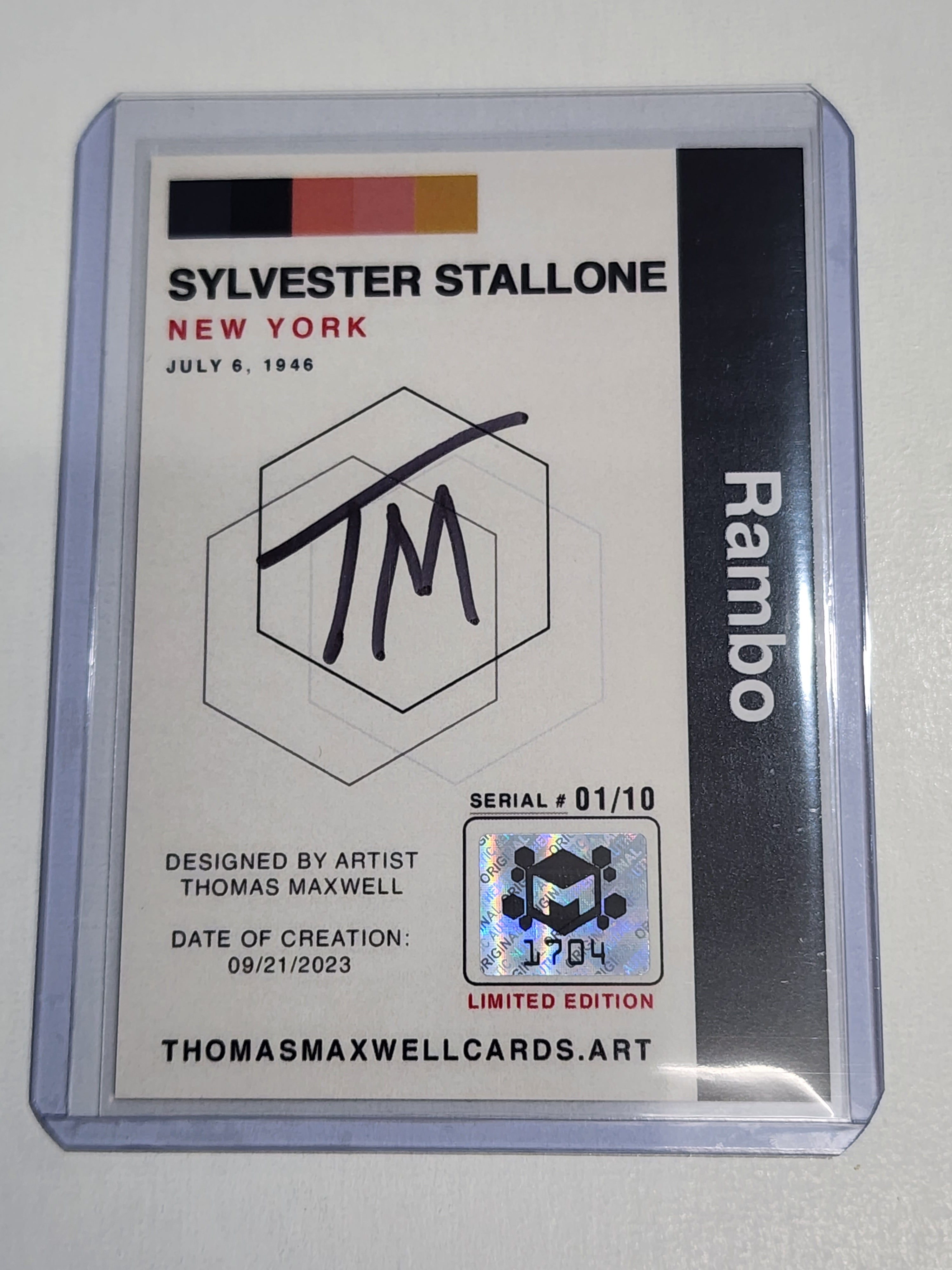 Sylvester Stallone Artist Signed TV/Film Art Card 1/10