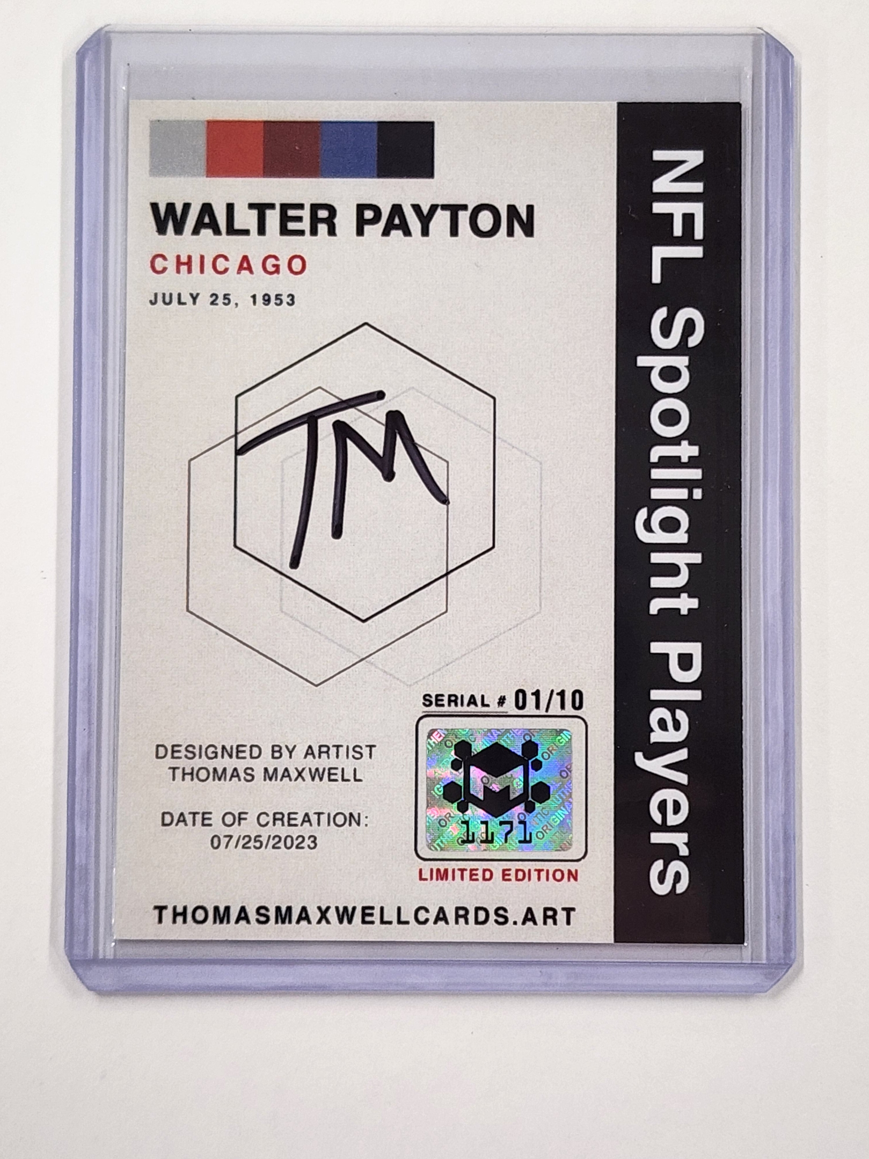 Walter Payton Artist Signed Football Art Card 1/10