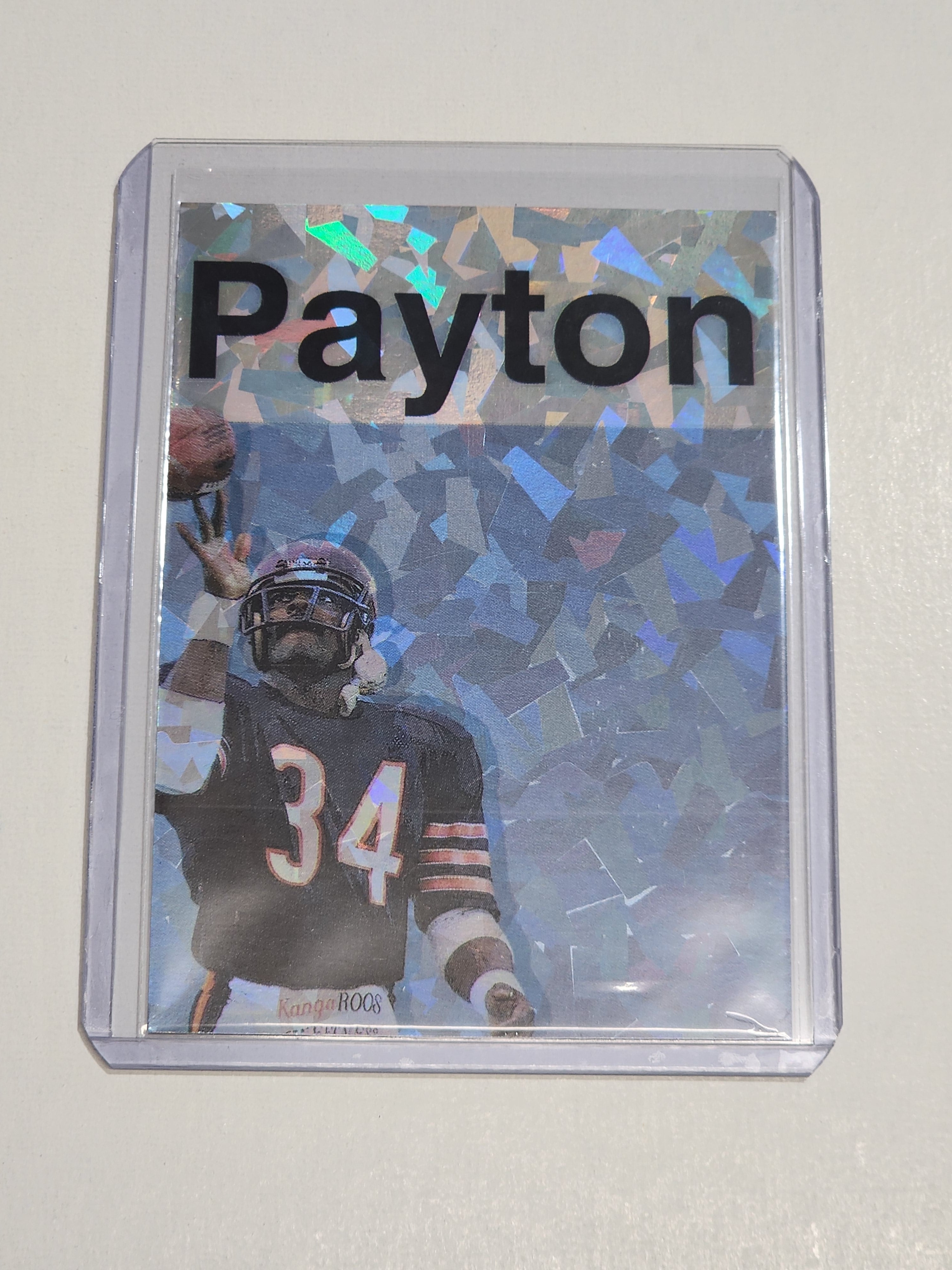 Walter Payton Artist Signed Chicago Bears Refractor Art Card 1/1