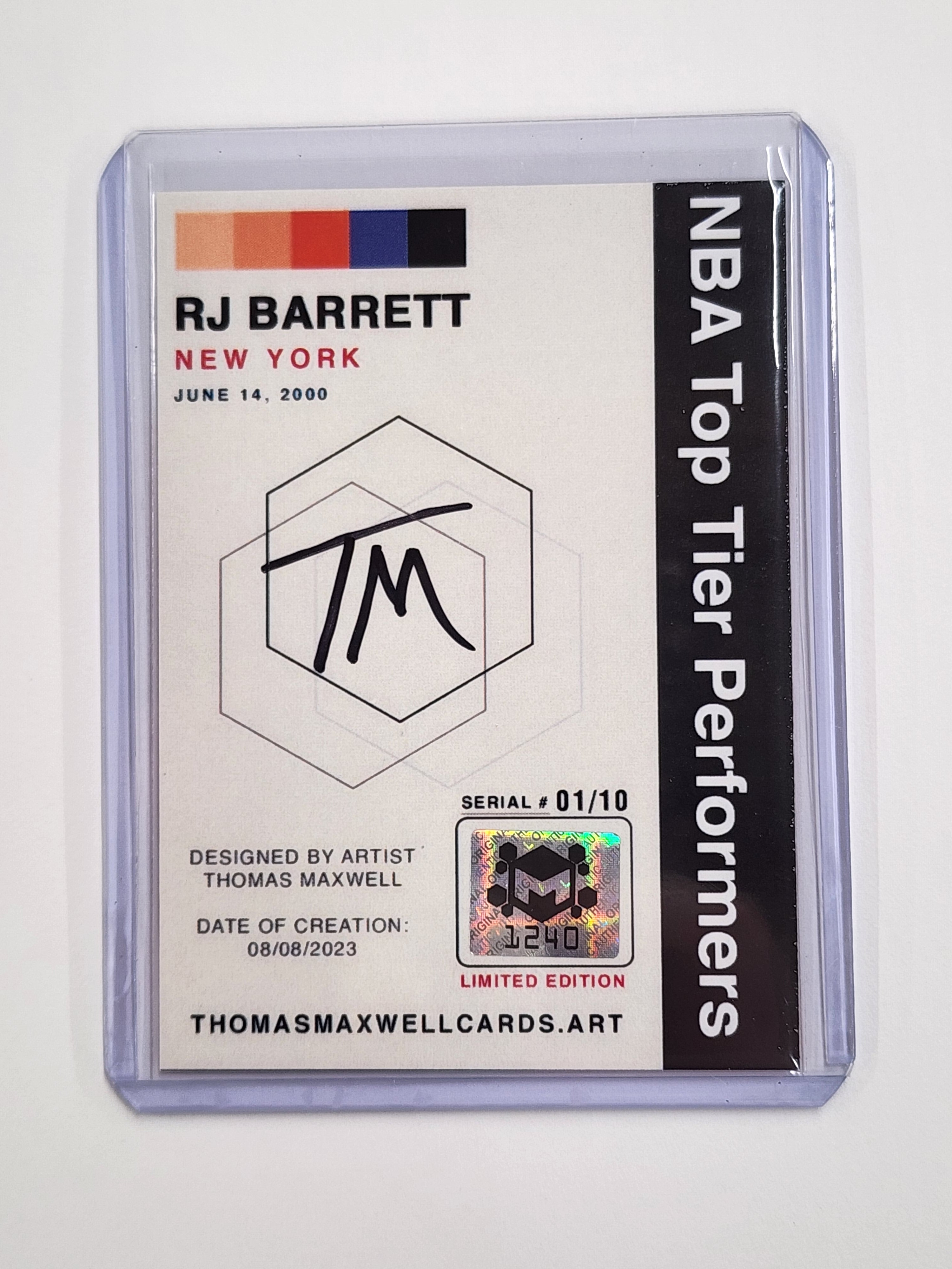 RJ Barrett Artist Signed Basketball Art Card 1/10